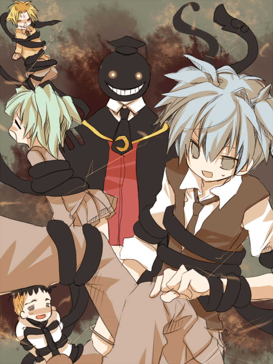 Assassination Classroom, black masked figure, graduation gown, SD Phone Wallpaper