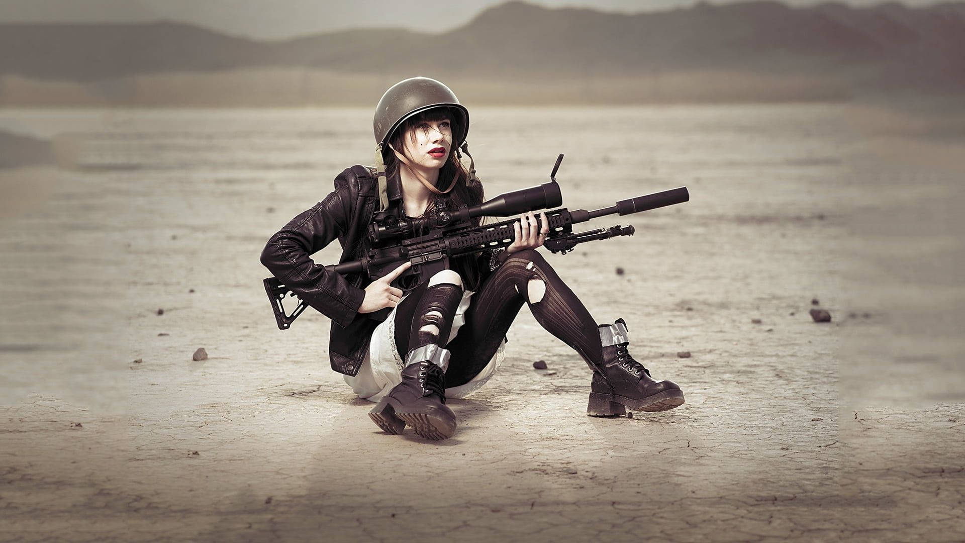 female sniper assassin, sniper rifle, military gear, Full HD Desktop Wallpaper