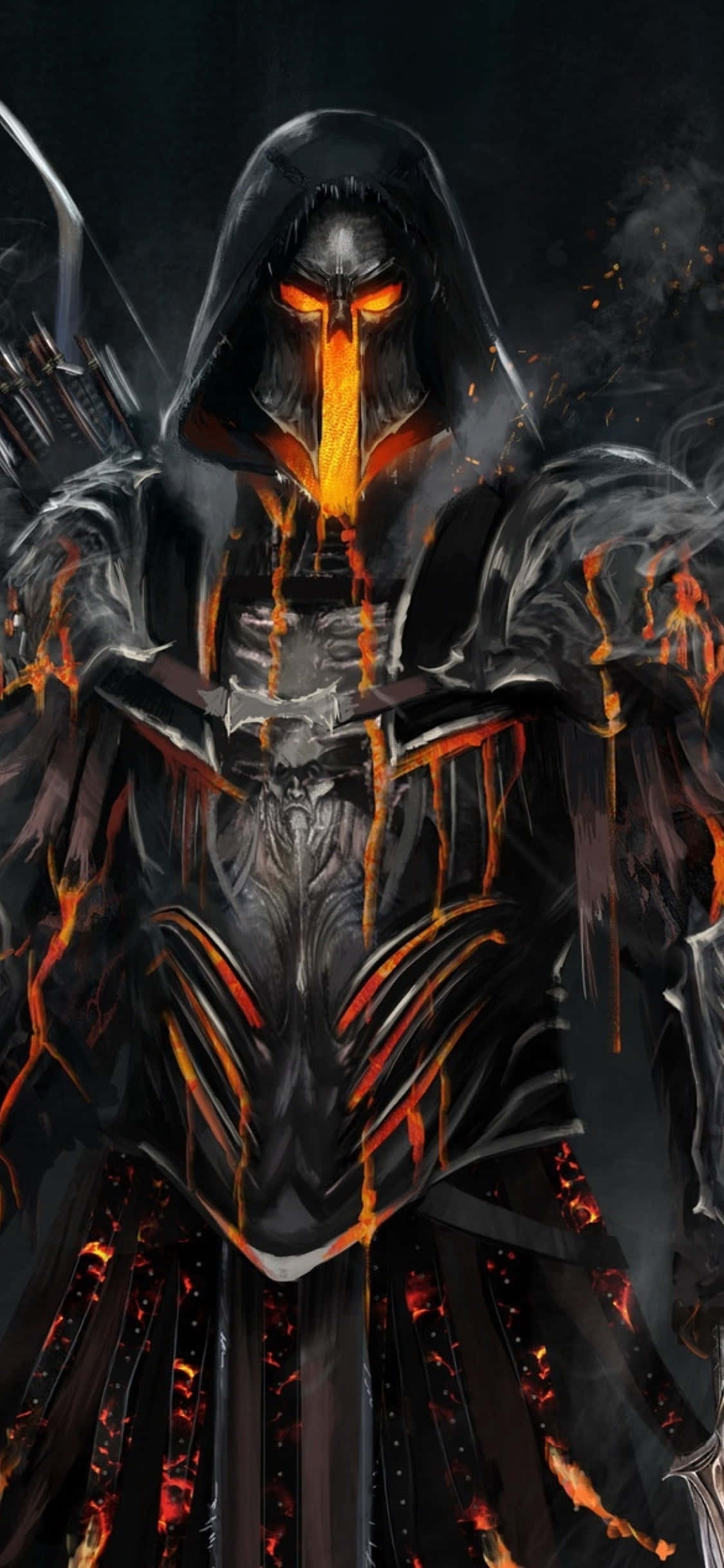Assassins Creed iPhone, hooded warrior, glowing orange eyes, Full HD Phone Wallpaper