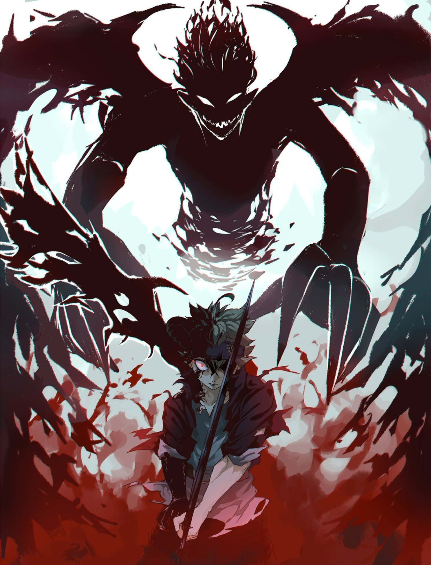 Asta, demon form, glowing red eyes, Full HD Phone Wallpaper