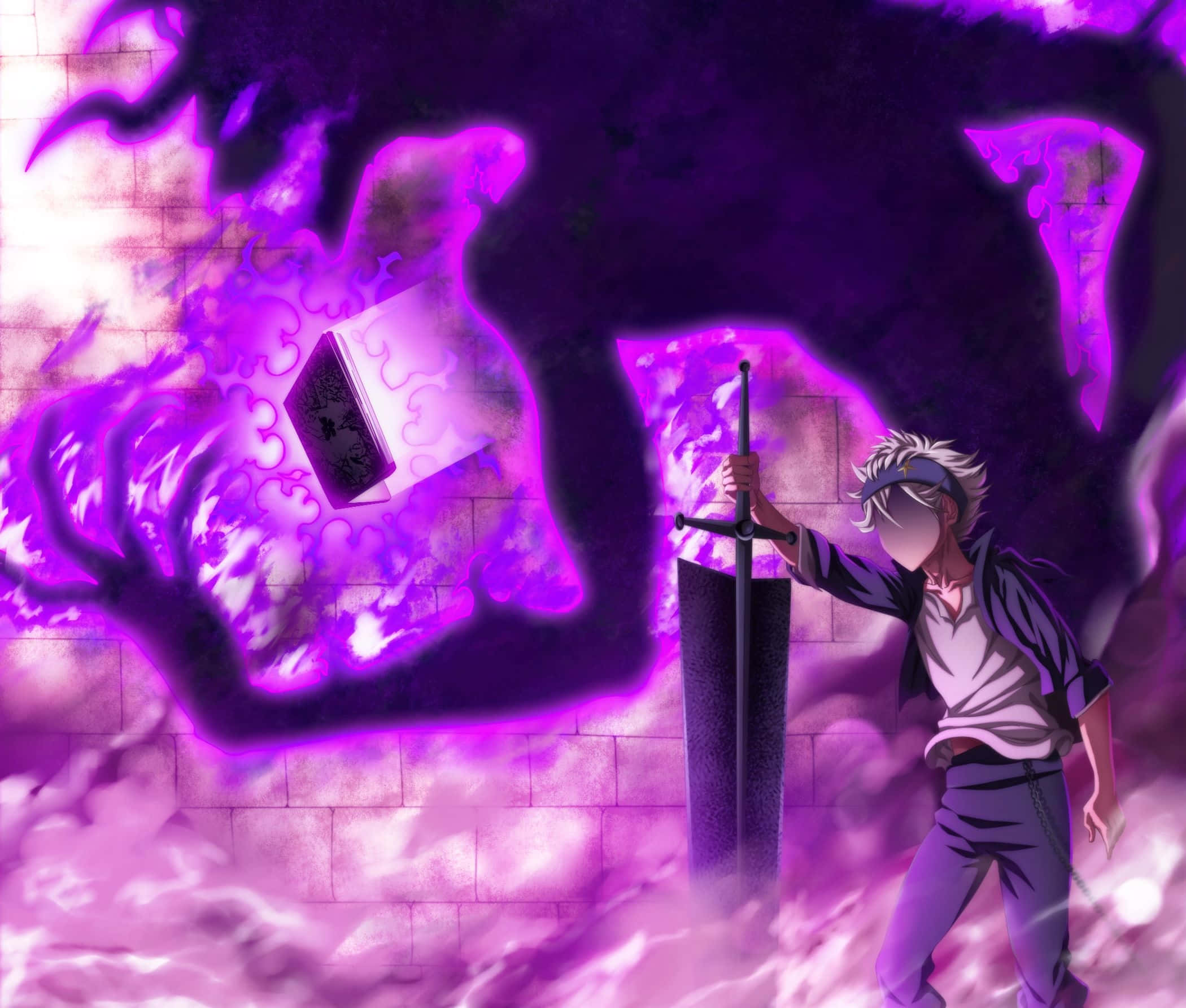 Asta, demonic power, purple magical flames, Full HD Desktop Wallpaper