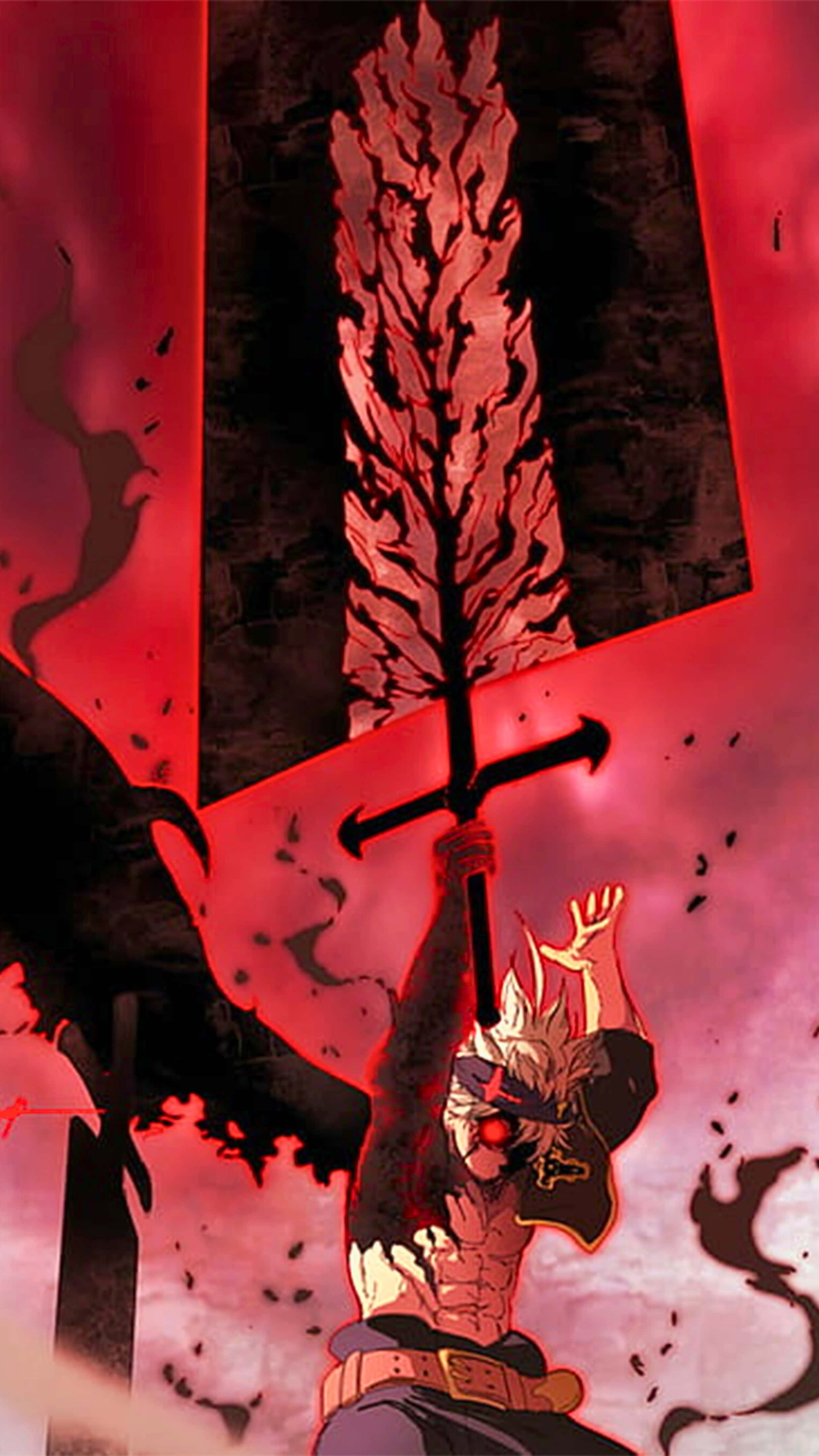 Asta, flaming sword, crimson sky, 4K Phone Wallpaper