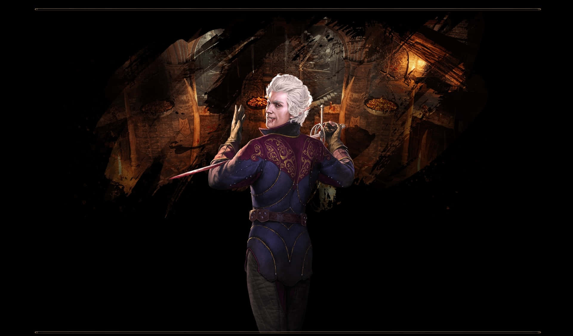 Astarion, vampire rogue, white-haired warrior, Full HD Desktop Wallpaper