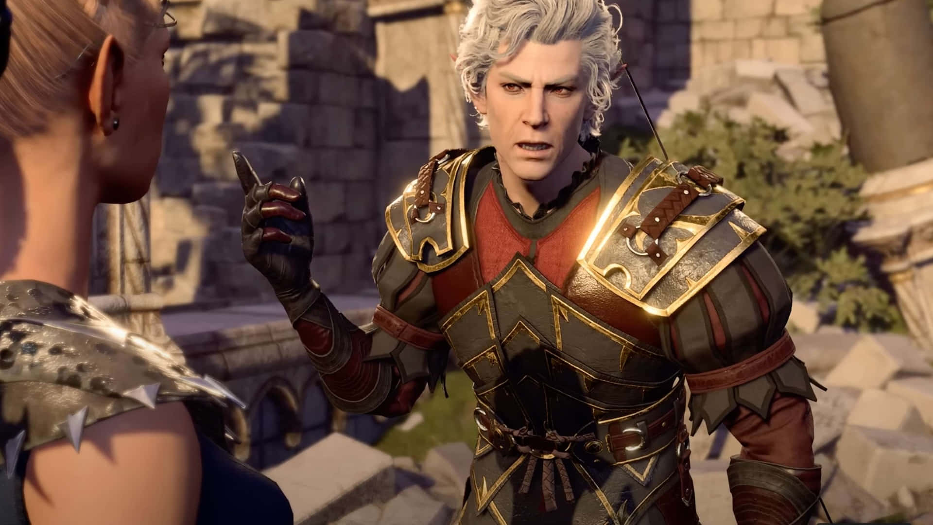 Astarion, silver-haired warrior, ornate armor, Full HD Desktop Wallpaper