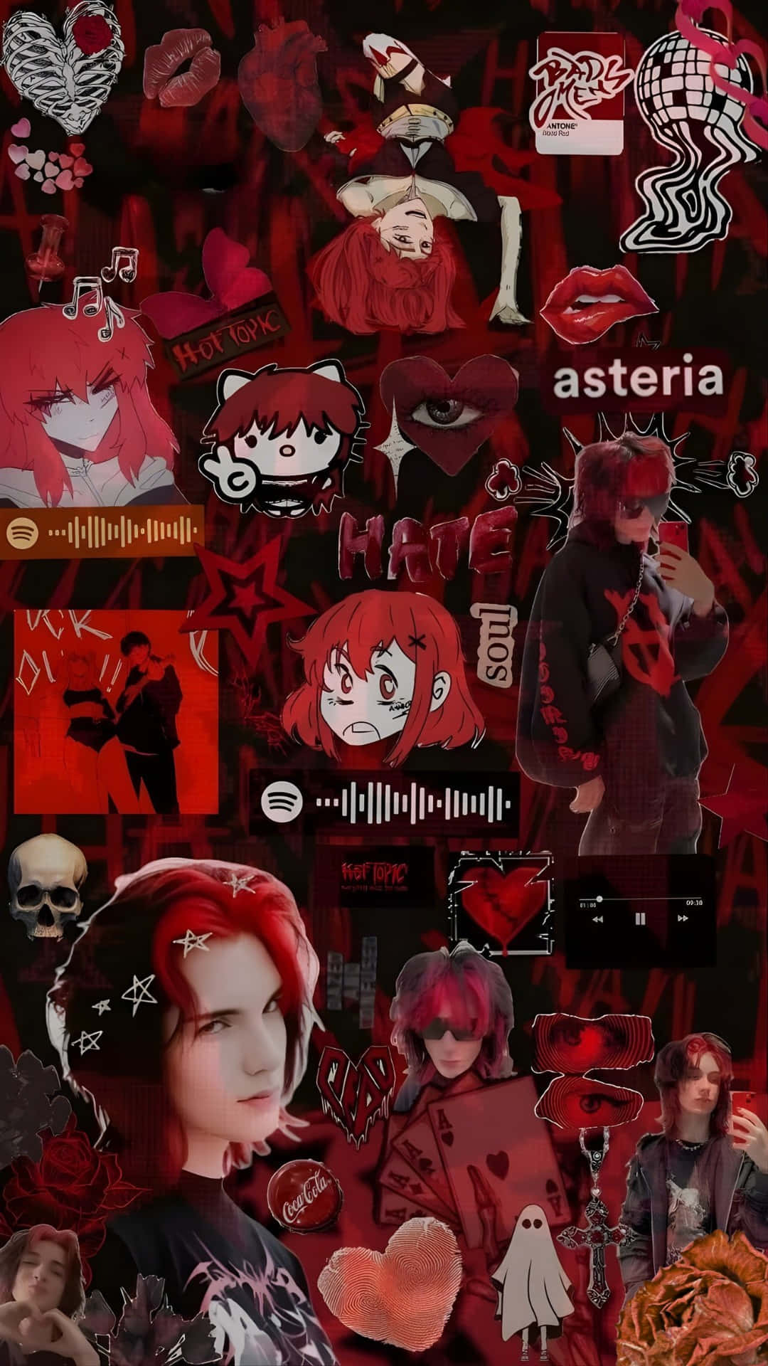 Asteria, red vibes, dark red, Full HD Phone Wallpaper