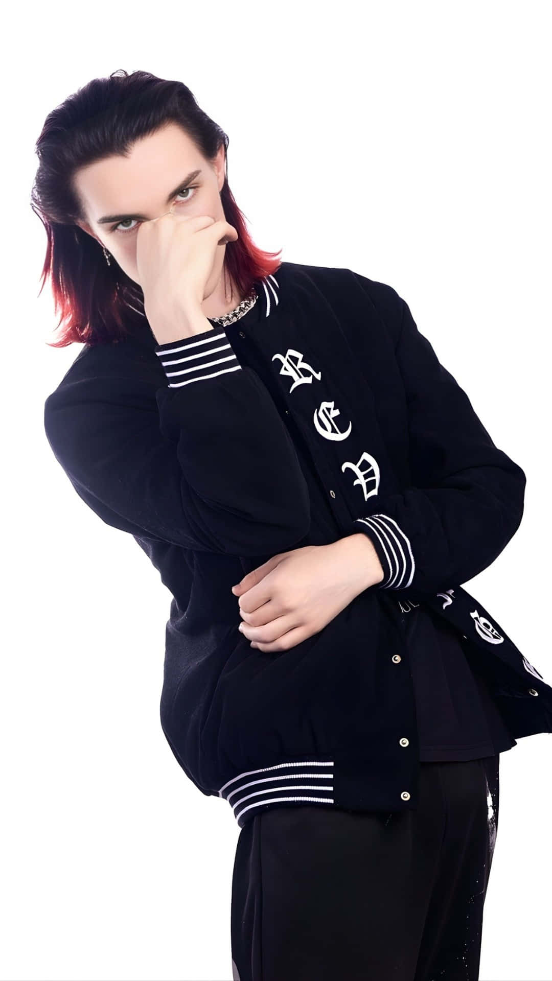 Asteria, red-tipped hair, black varsity jacket, Full HD Phone Wallpaper