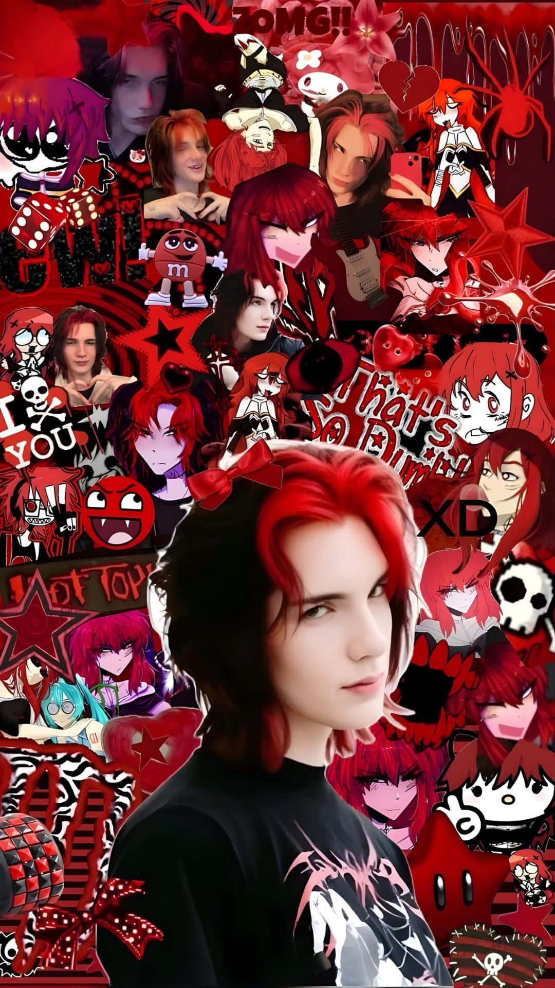 Asteria, red hair, black shirt, Full HD Phone Wallpaper
