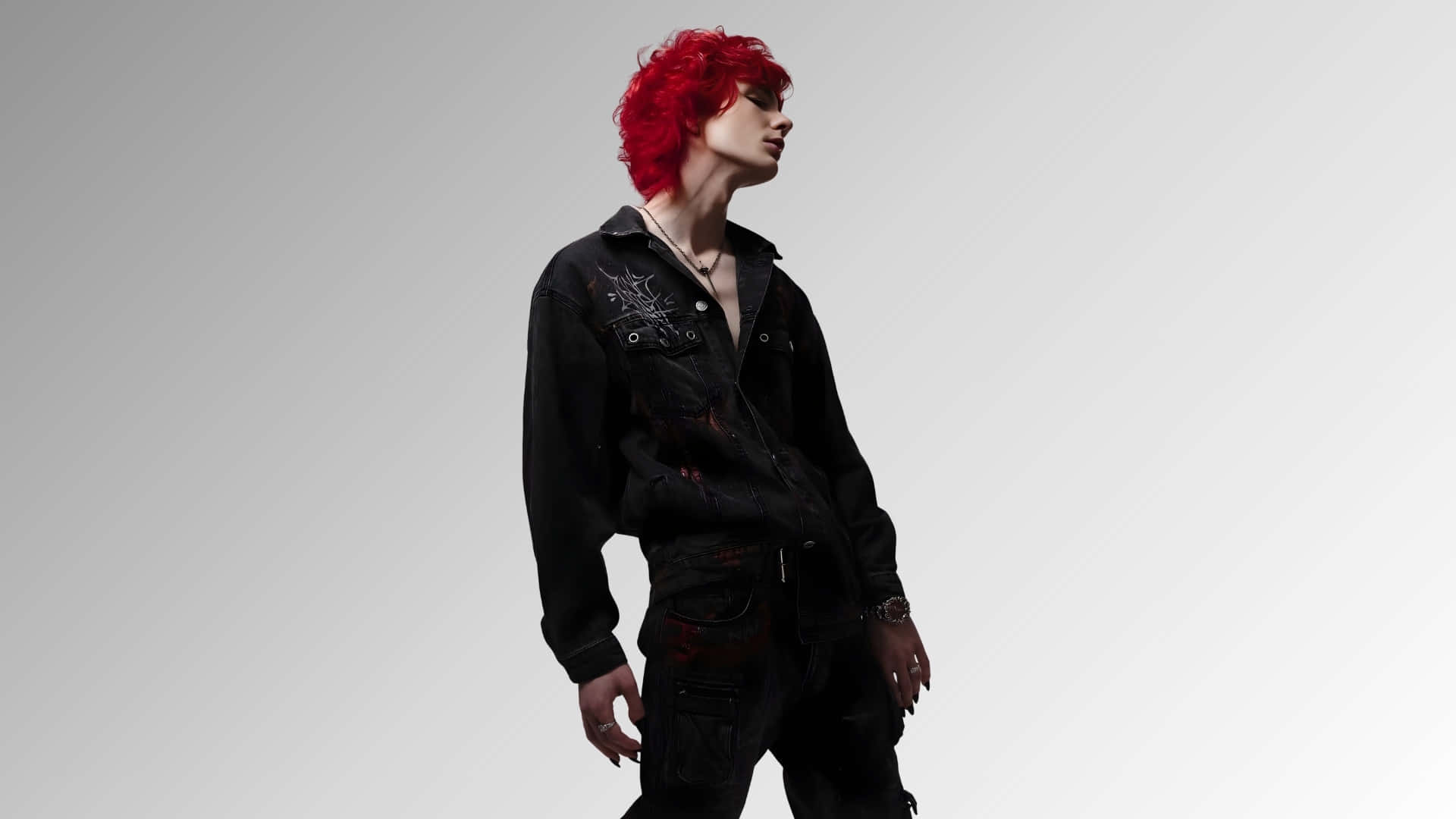 Asteria, vibrant red hair, dark clothing, Full HD Desktop Wallpaper