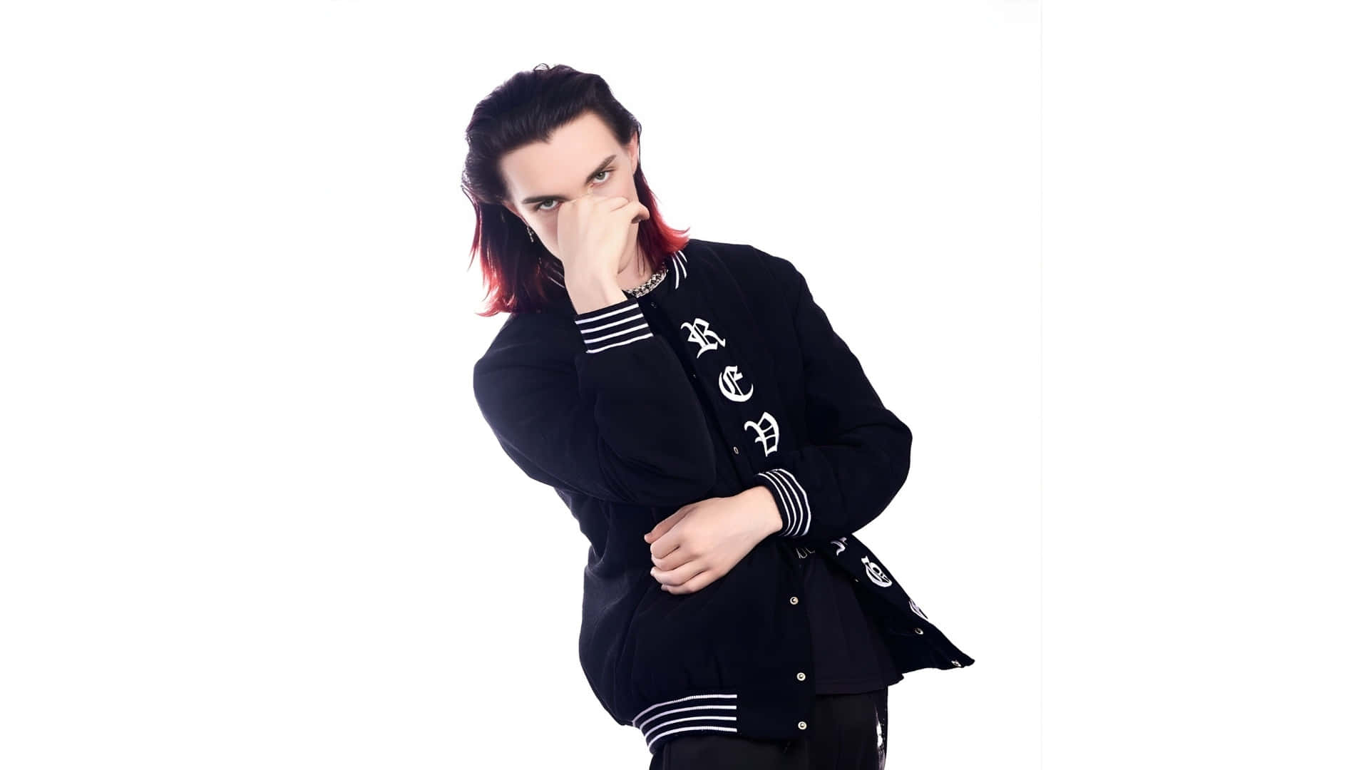 Asteria, red-tipped hair, black varsity jacket, Full HD Desktop Wallpaper