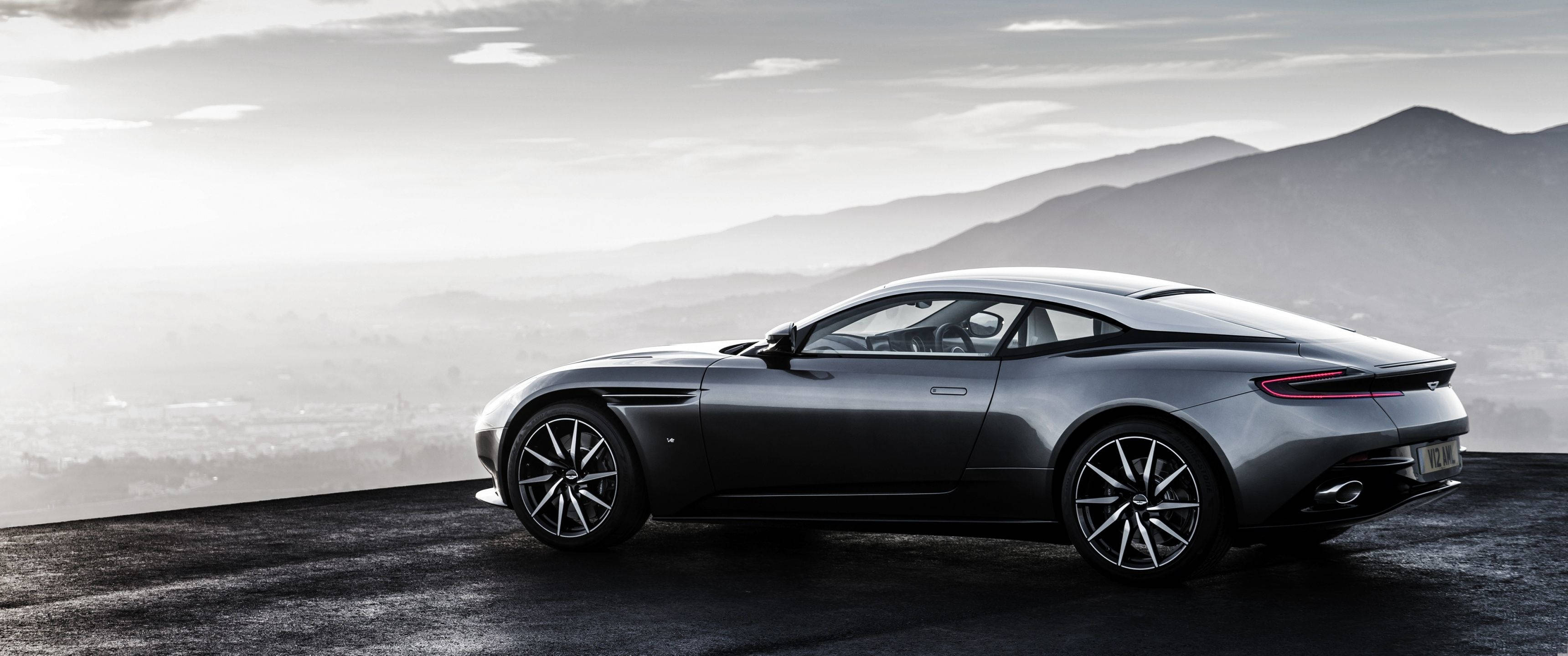 Aston Martin Db11, silver, cliff, 2K Desktop Wallpaper