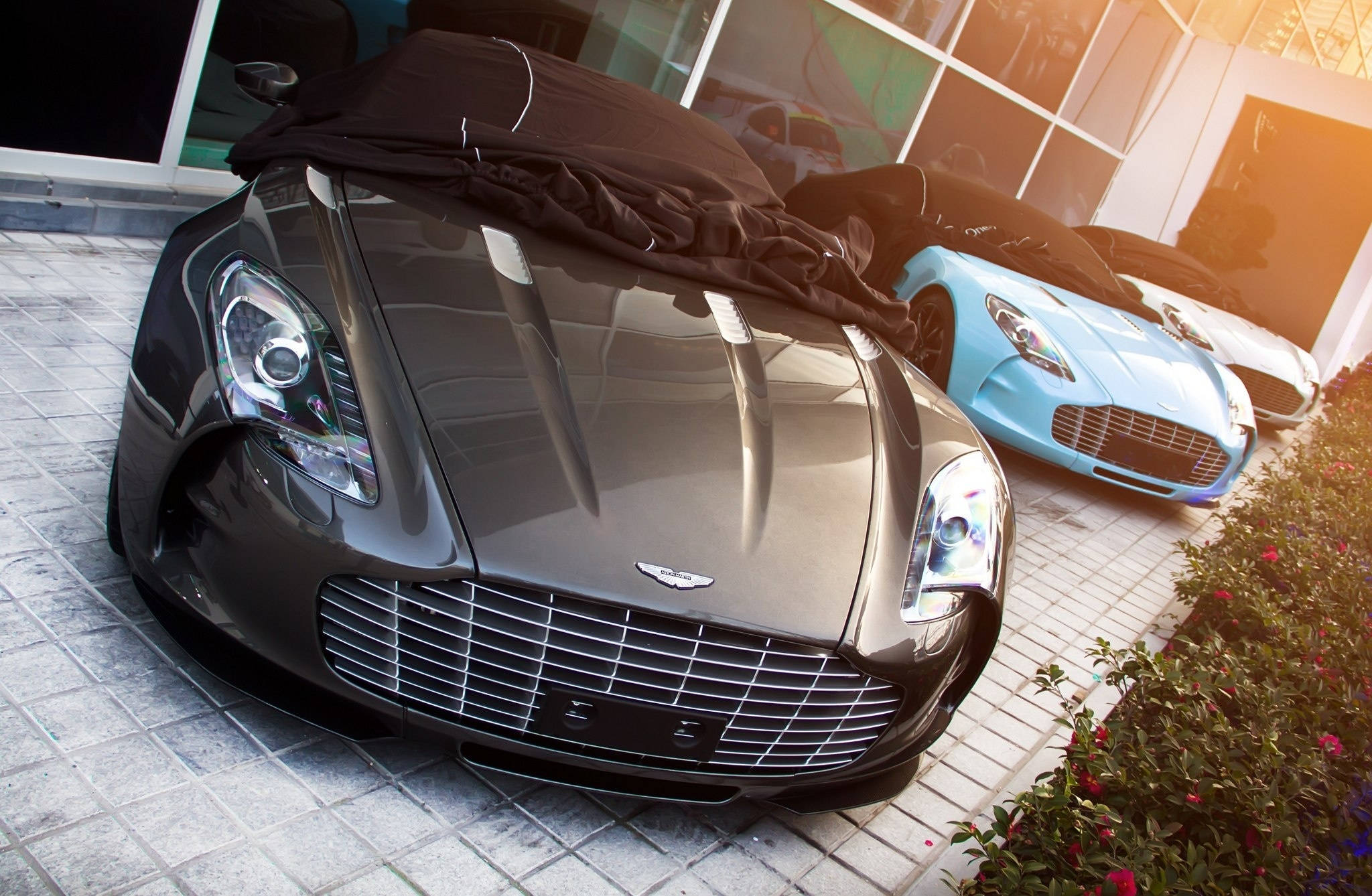 Aston Martin, gray, black cover, Full HD Desktop Wallpaper