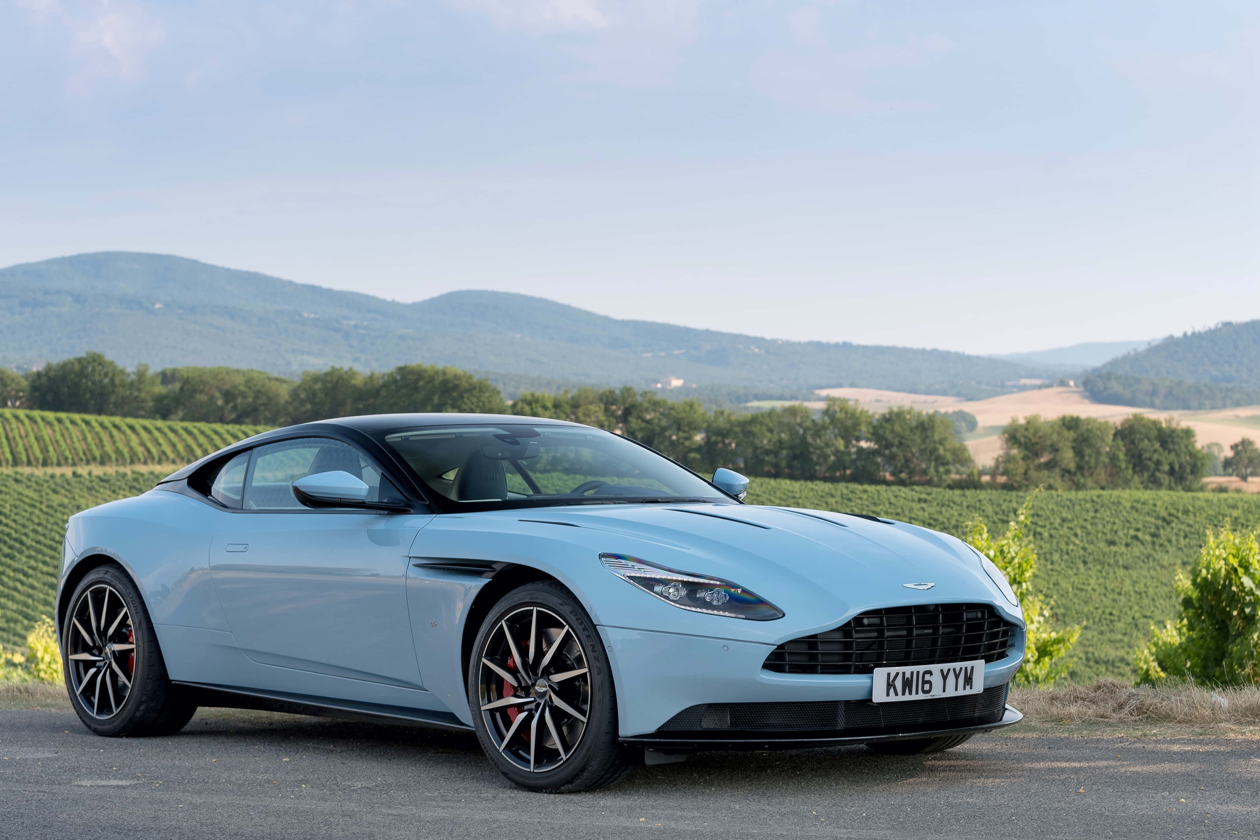Aston Martin DB11, light blue, road, 4K Desktop Wallpaper