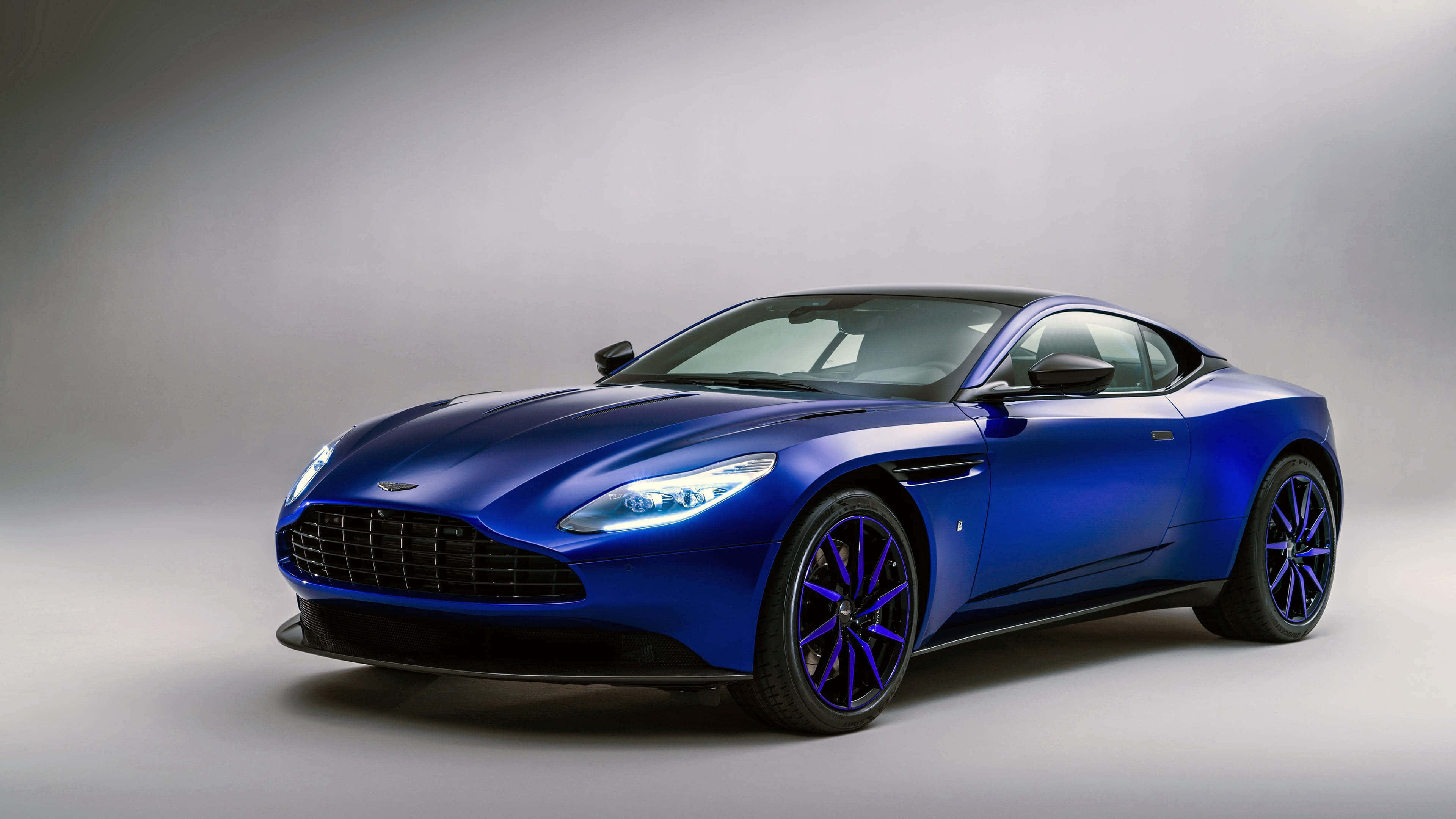 Aston Martin DB11, blue, glowing headlights, 4K Desktop Wallpaper