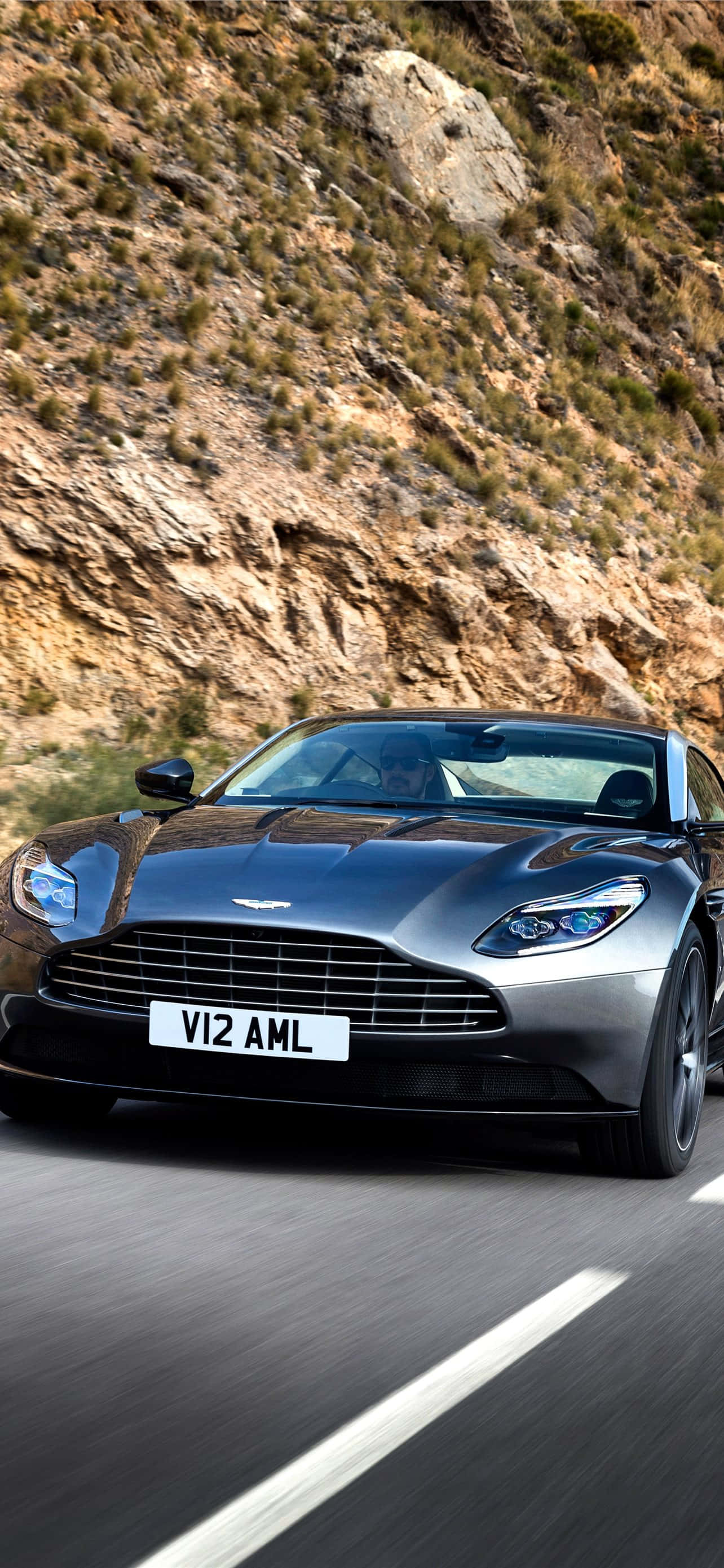 Aston Martin DB11, silver, winding mountain road, 2K Phone Wallpaper