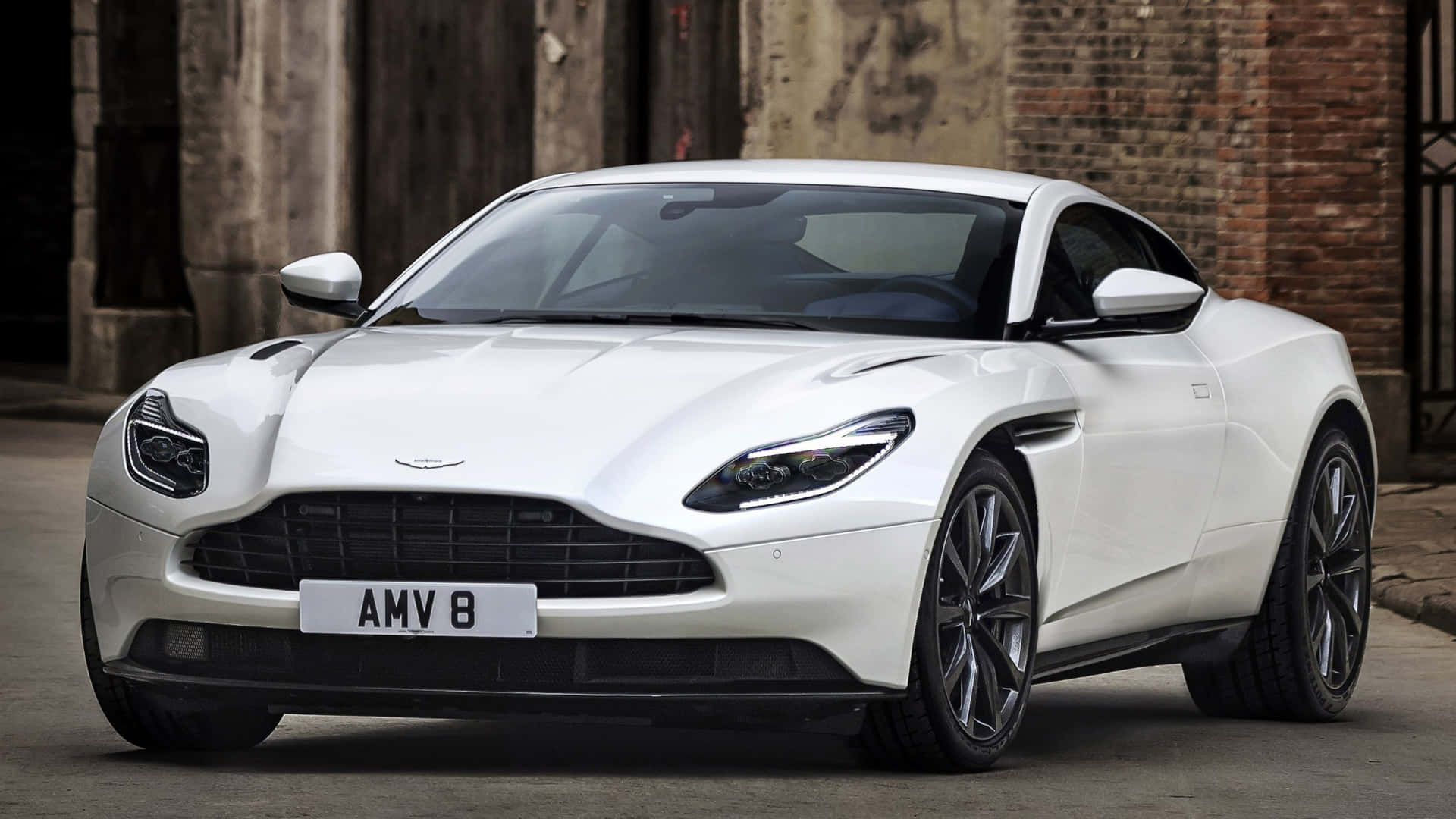 Aston Martin DB11, white, urban street, Full HD Desktop Wallpaper