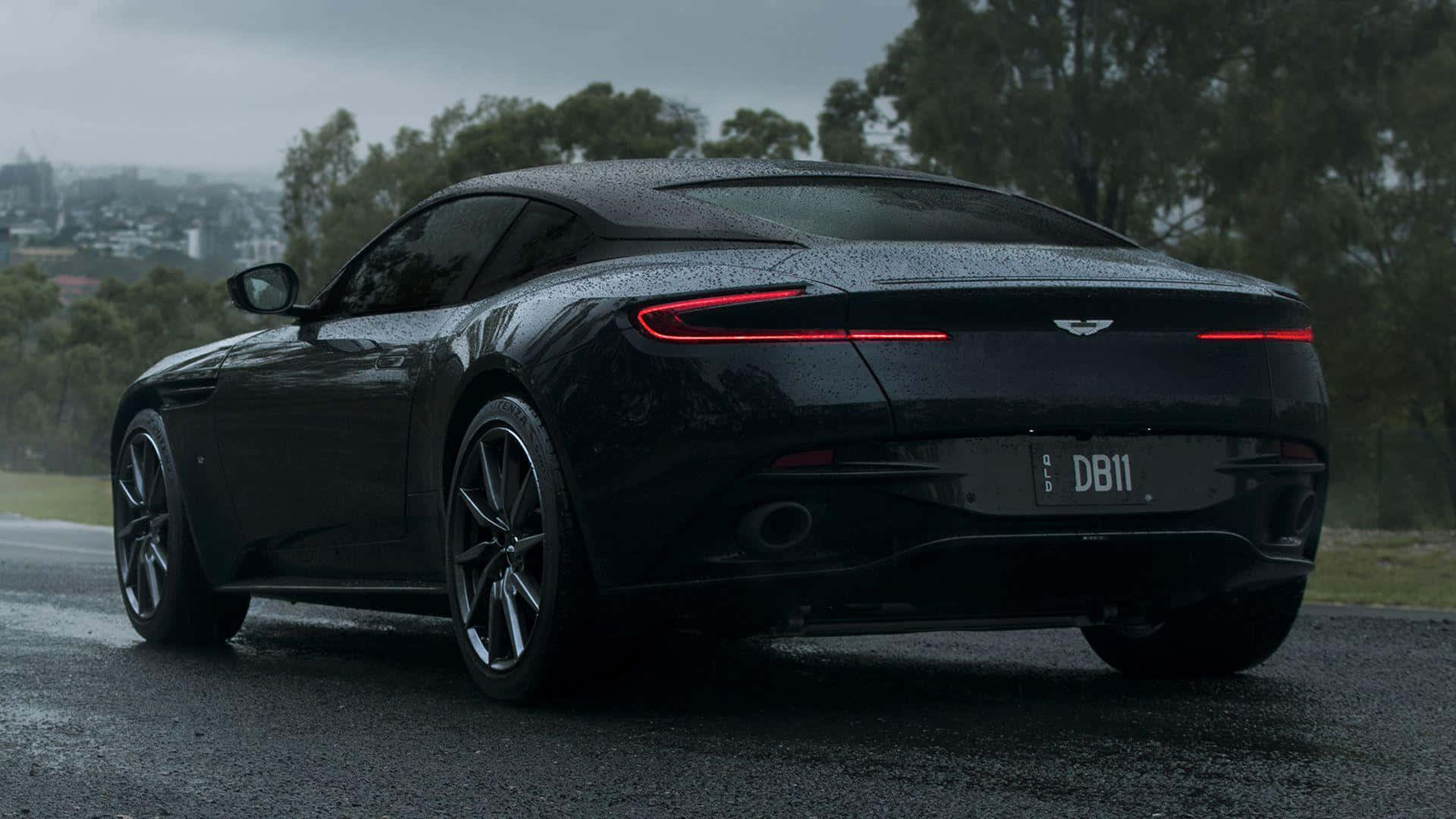 Aston Martin DB11, black, raindrops, Full HD Desktop Wallpaper