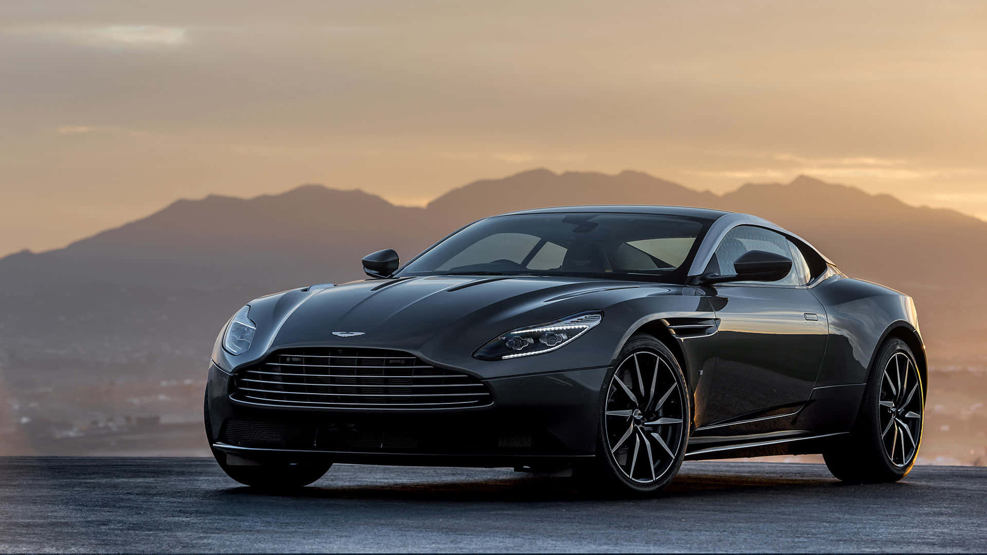 Aston Martin Db11, black, golden sunset, Full HD Desktop Wallpaper