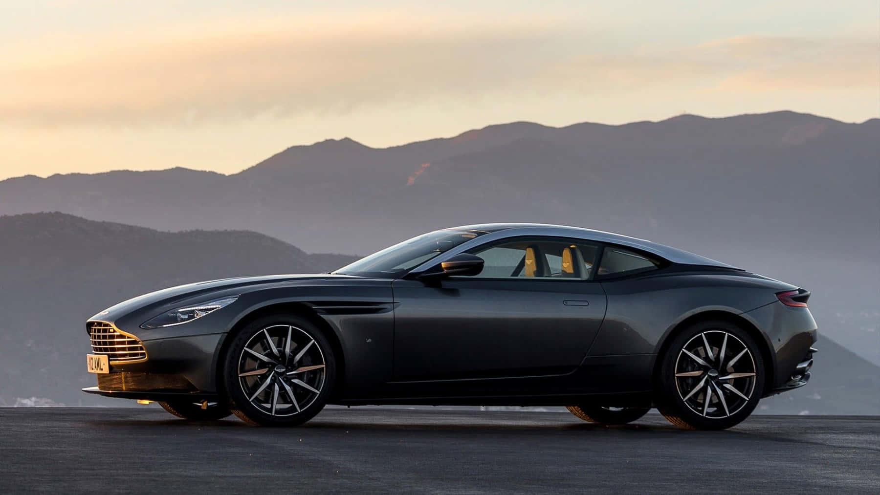Aston Martin DB11, metallic gray, sunset, HD Desktop Wallpaper