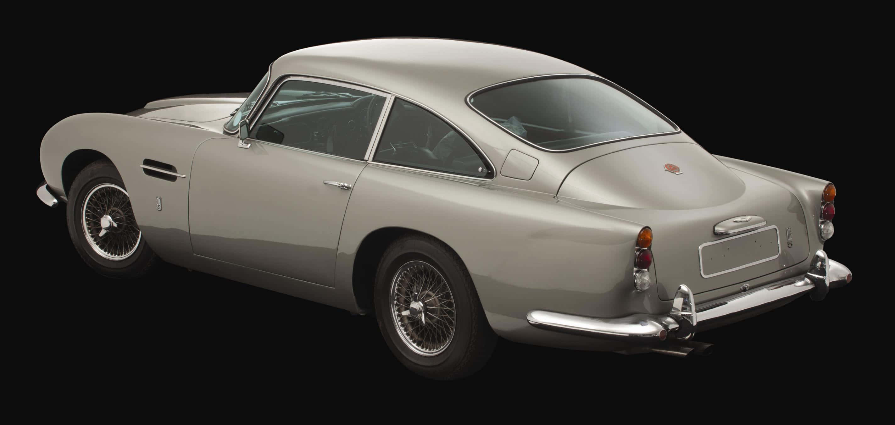 Aston Martin DB5, silver, black background, 2K Desktop Wallpaper