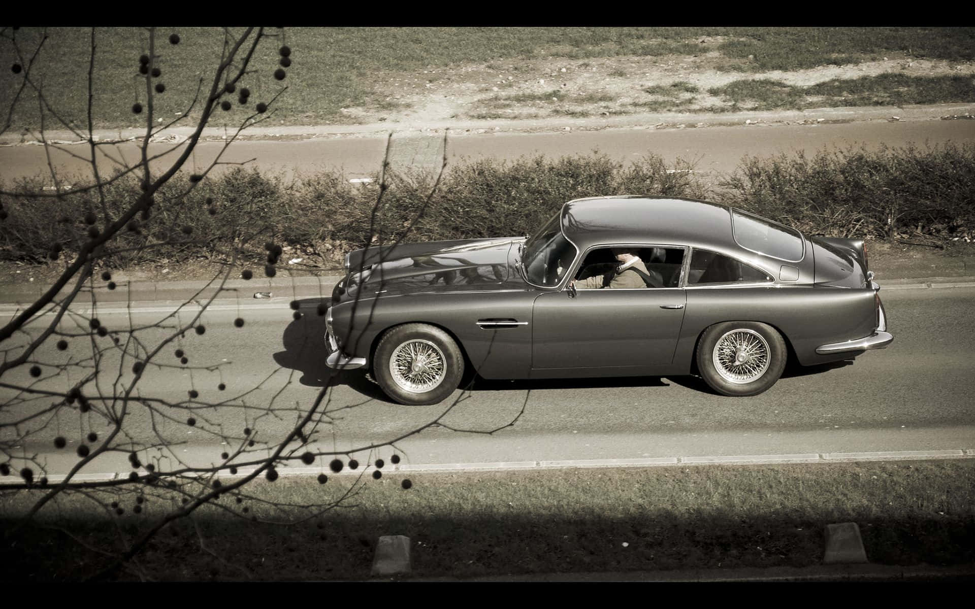 Aston Martin DB5, vintage, sunlit road, Full HD Desktop Wallpaper