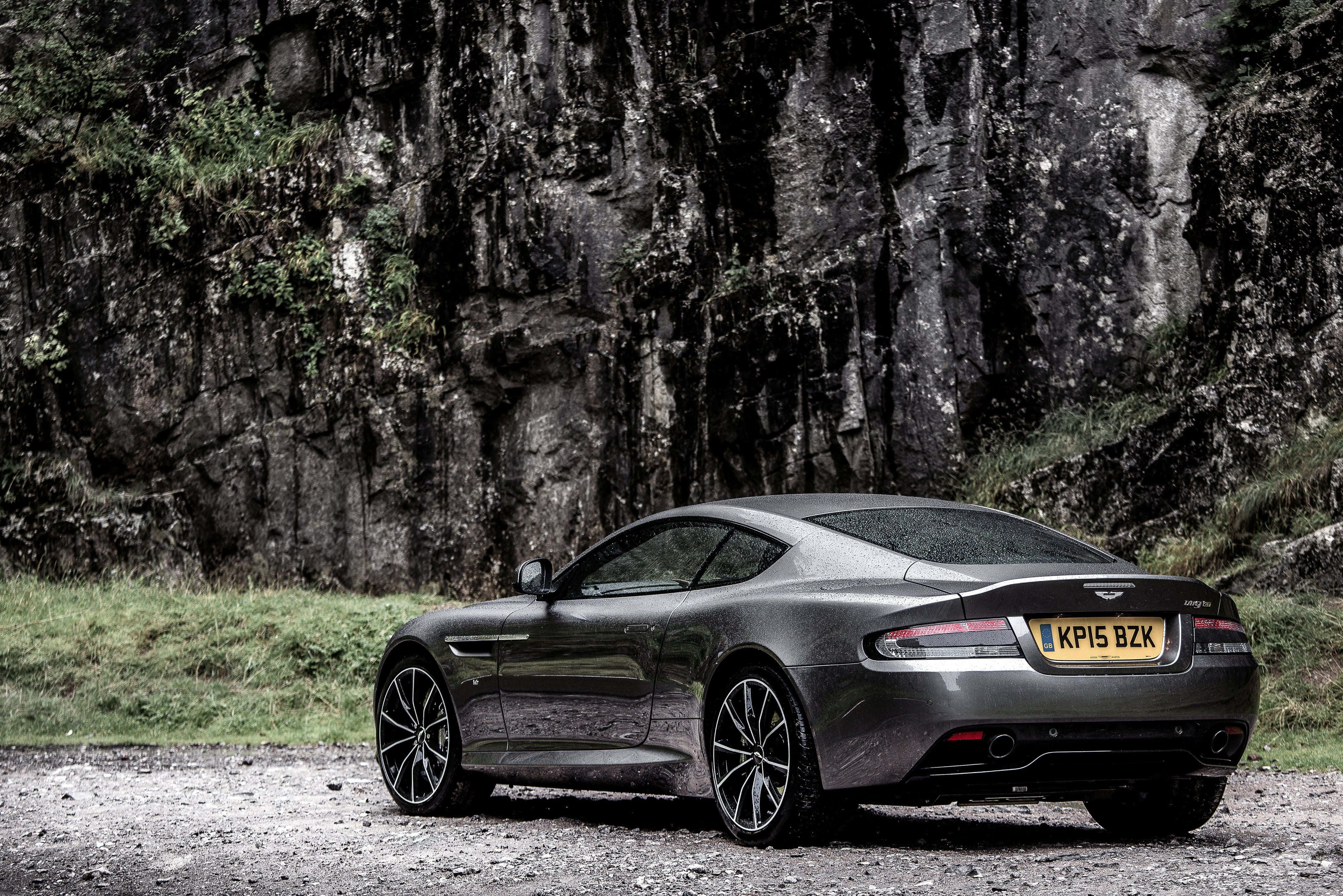 Aston Martin DB9, matte gray, gravel path, 4K Desktop Wallpaper