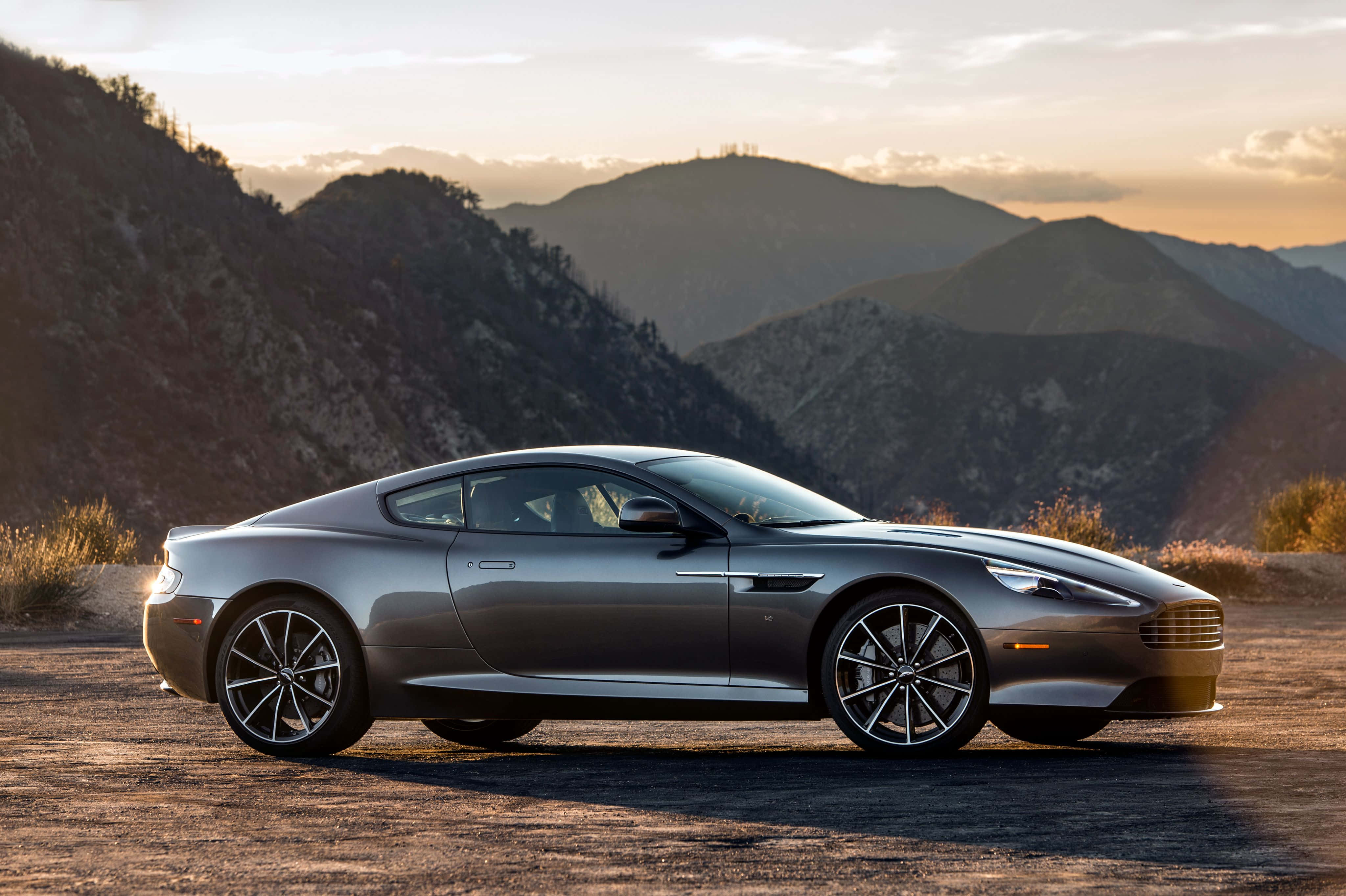 Aston Martin DB9, silver, dusty road, 4K Desktop Wallpaper