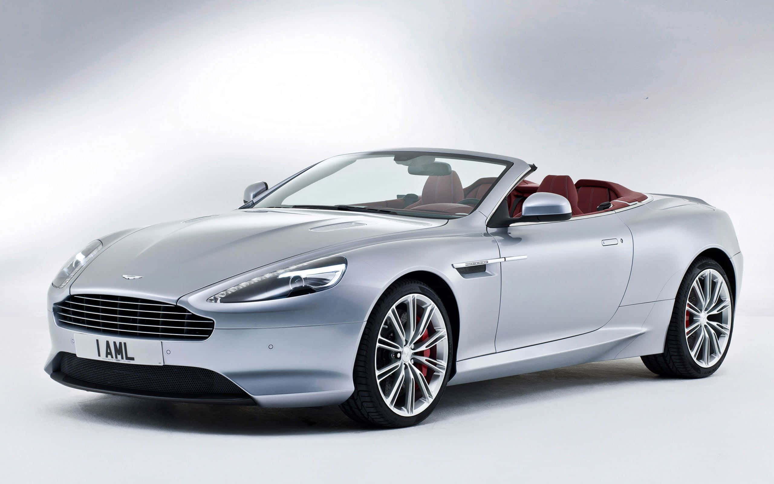 Aston Martin DB9, silver, red interior, 2K Desktop Wallpaper