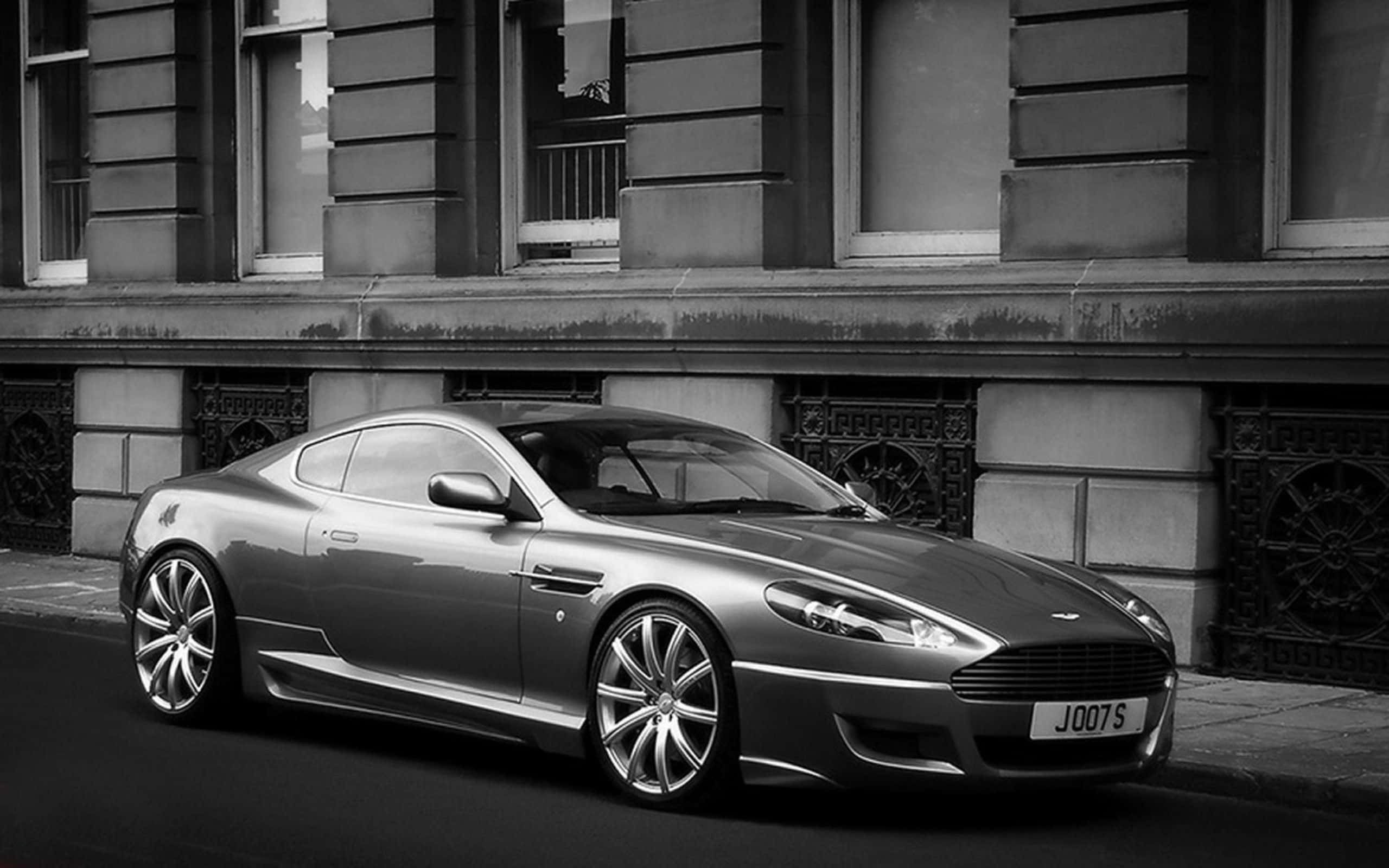 Aston Martin DB9, silver, city street, 2K Desktop Wallpaper