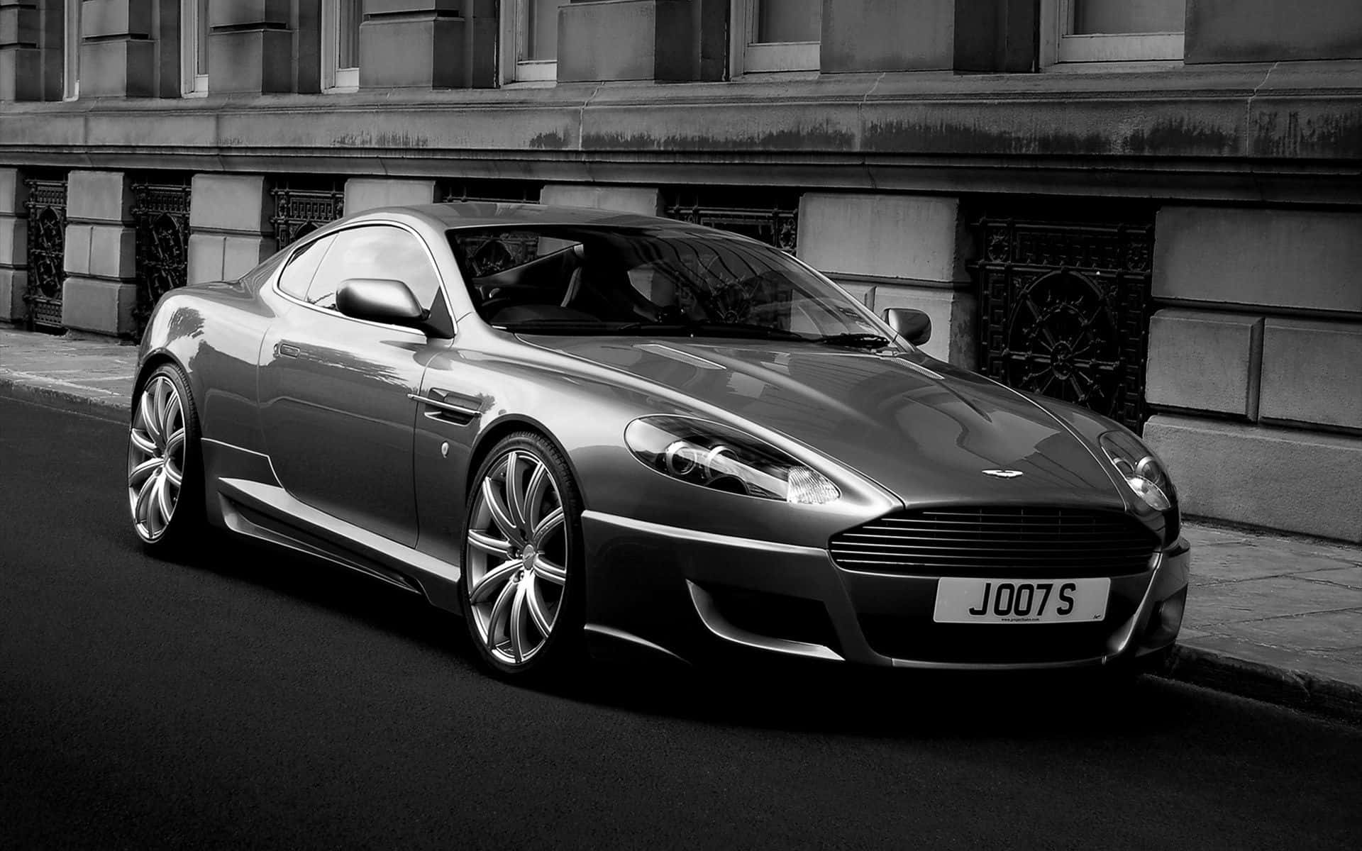 Aston Martin DB9, silver, city street, Full HD Desktop Wallpaper