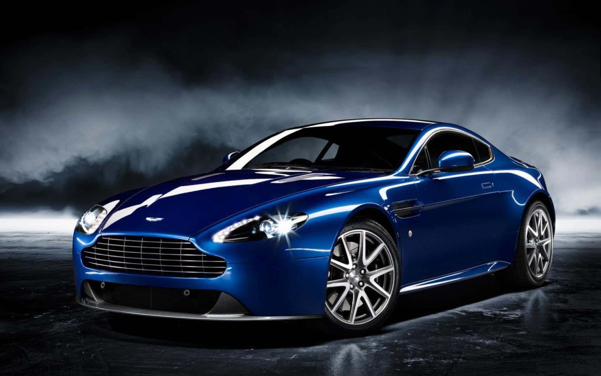Aston Martin DB9, blue, studio lights, Full HD Desktop Wallpaper