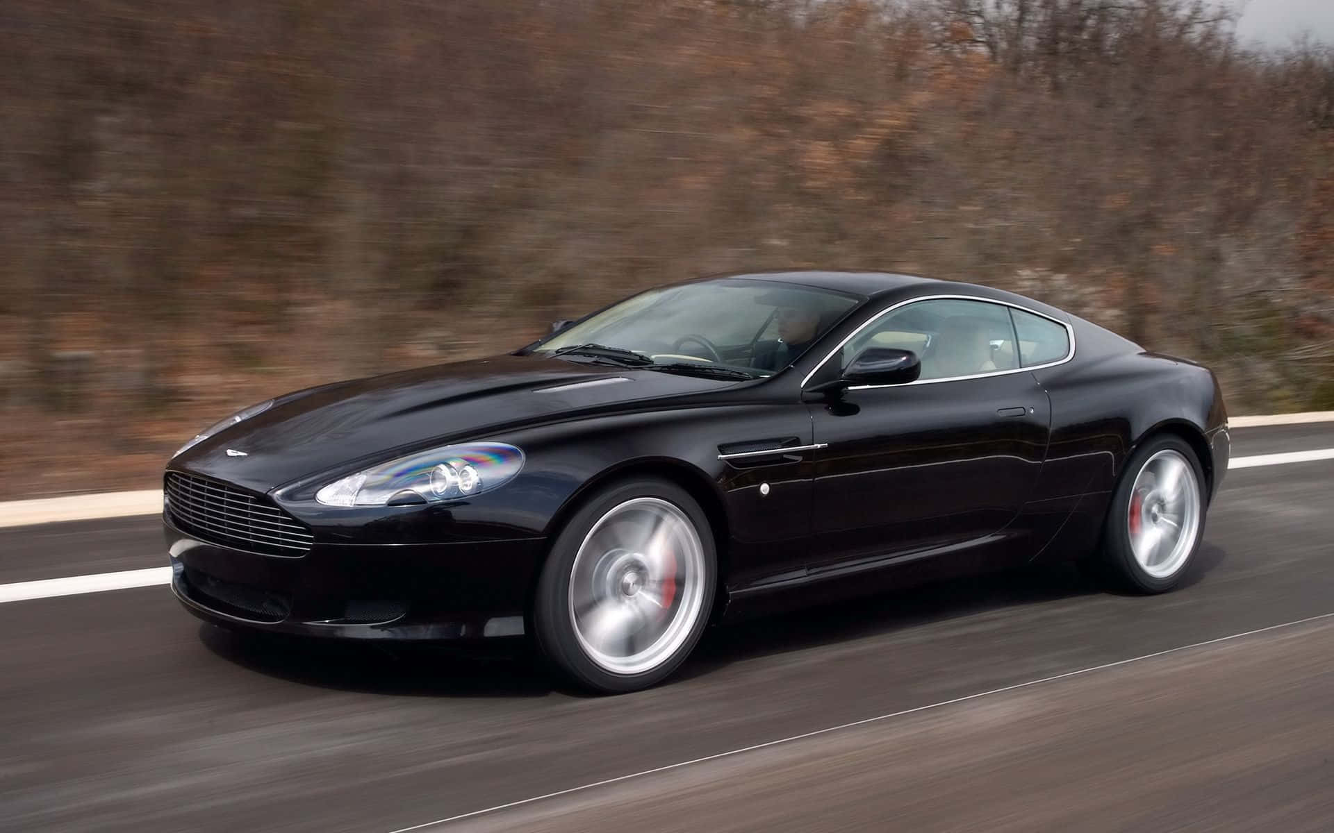 Aston Martin DB9, black, open road, Full HD Desktop Wallpaper