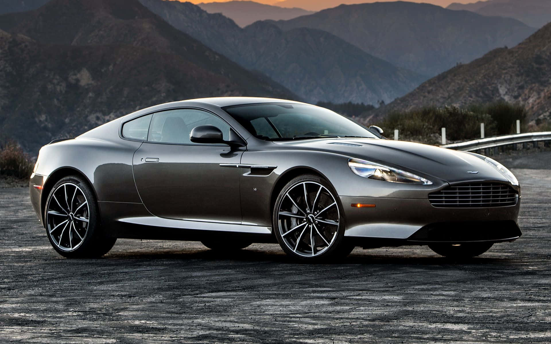 Aston Martin DB9, silver, mountain road, Full HD Desktop Wallpaper