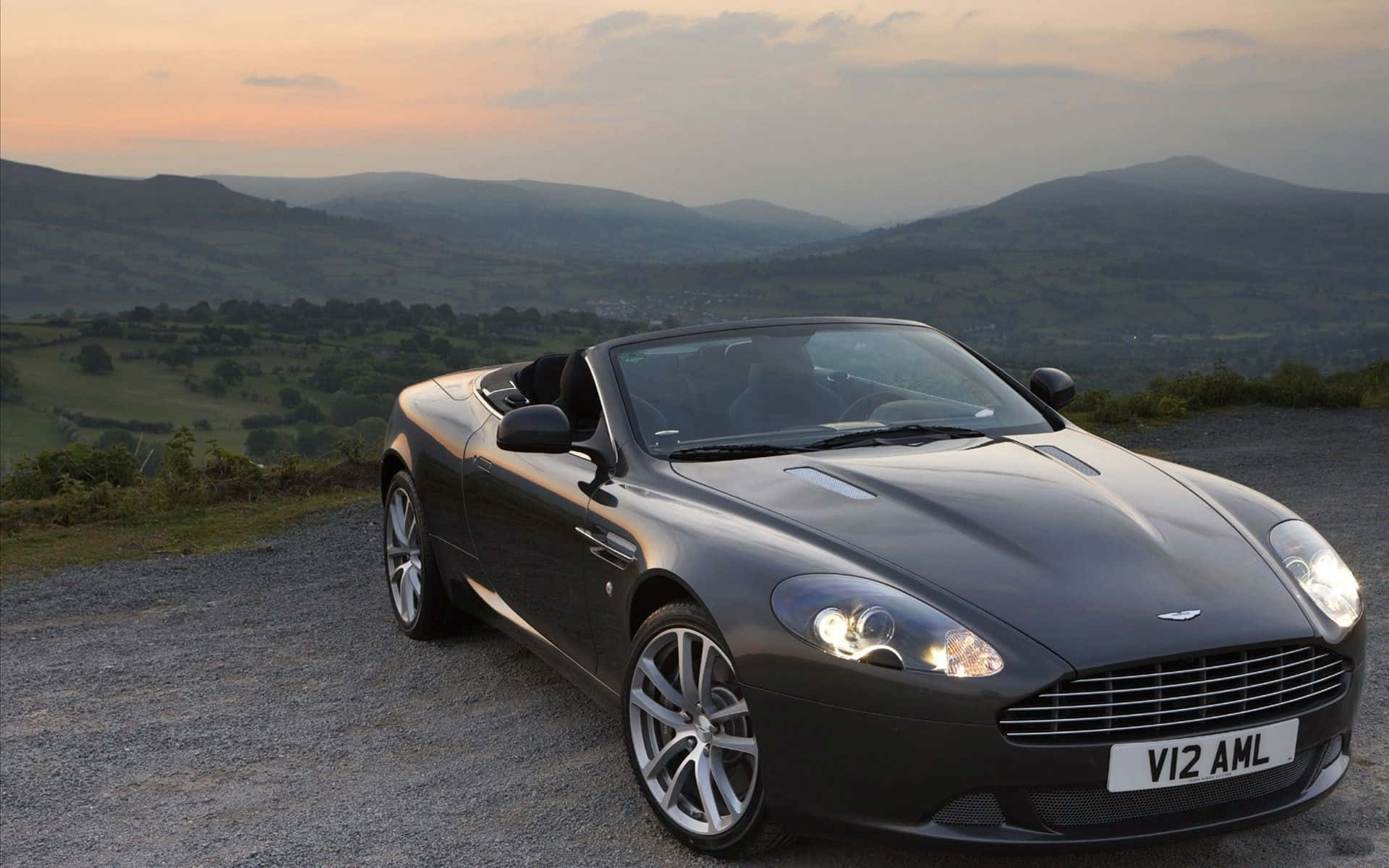 Aston Martin DB9, black, convertible, Full HD Desktop Wallpaper