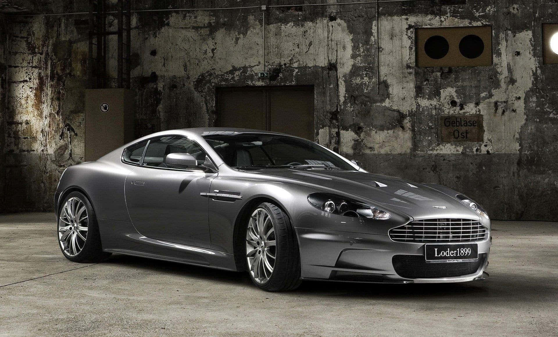 Aston Martin DB9, silver, industrial warehouse, Full HD Desktop Wallpaper