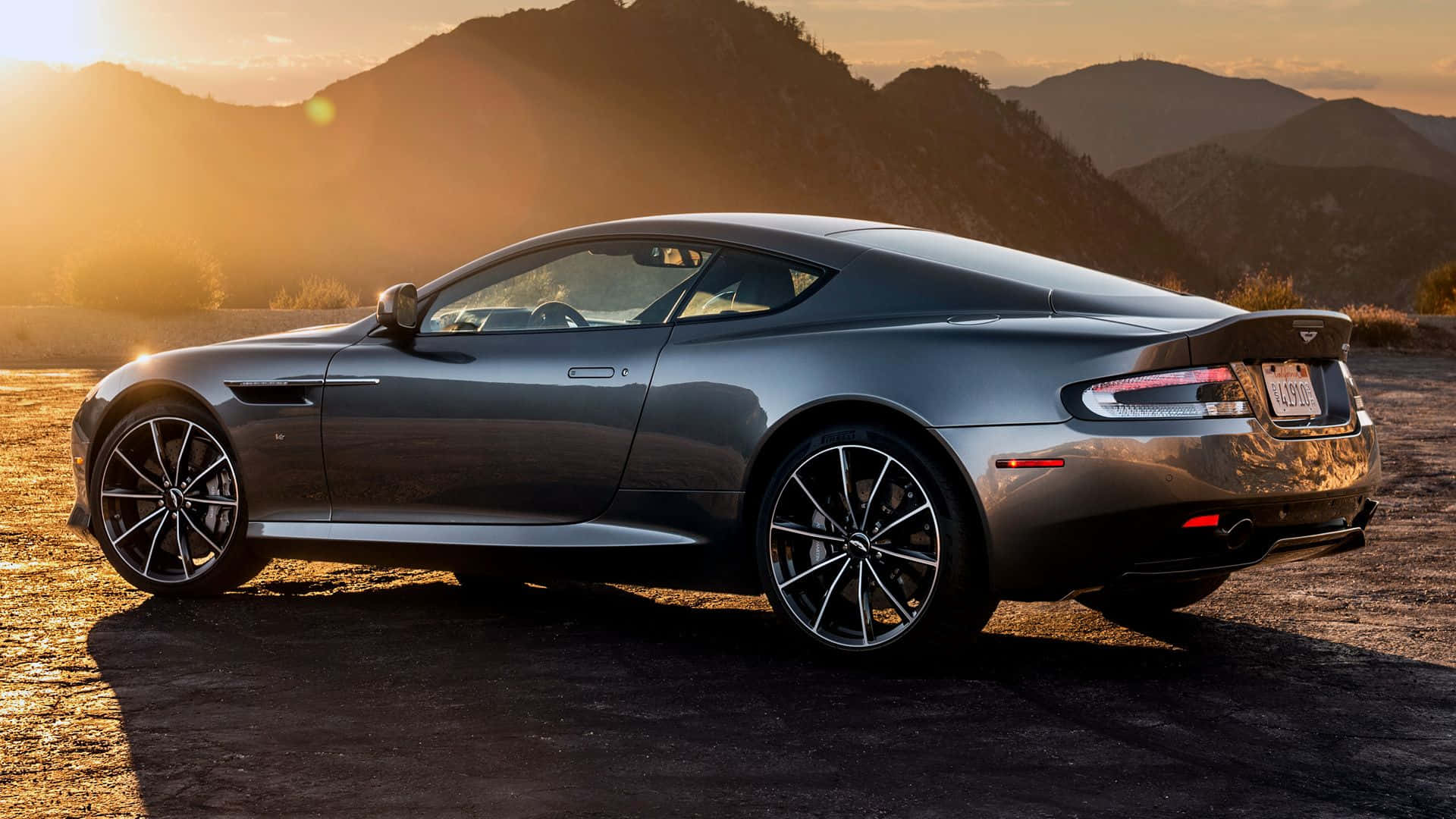 Aston Martin DB9, silver, dusty road, Full HD Desktop Wallpaper