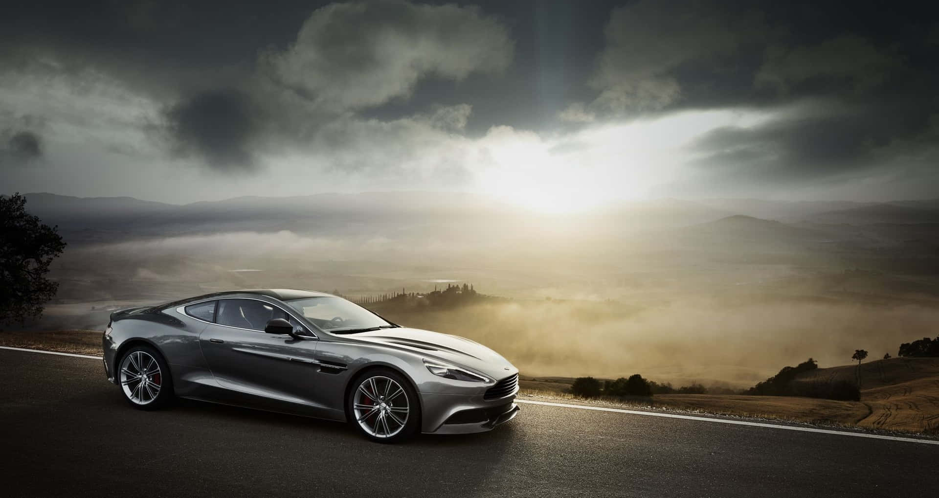 Aston Martin DB9, silver, winding road, Full HD Desktop Wallpaper