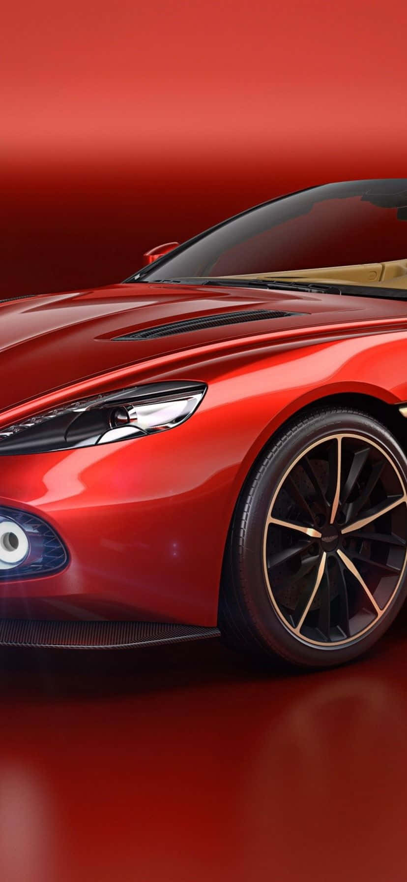 Aston Martin DB9, red sports car, gold-accented wheels, HD Phone Wallpaper