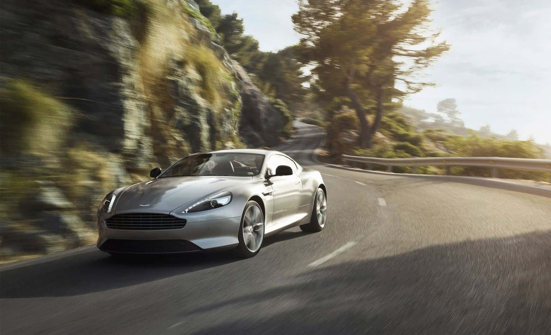 Aston Martin Db9, silver, winding mountain road, HD Desktop Wallpaper