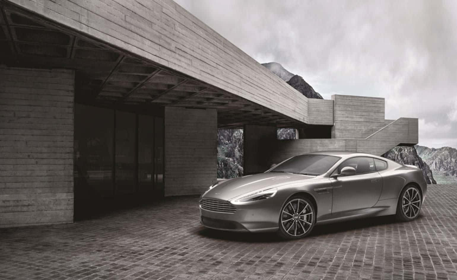 Aston Martin Db9, silver, cobblestone courtyard, HD Desktop Wallpaper