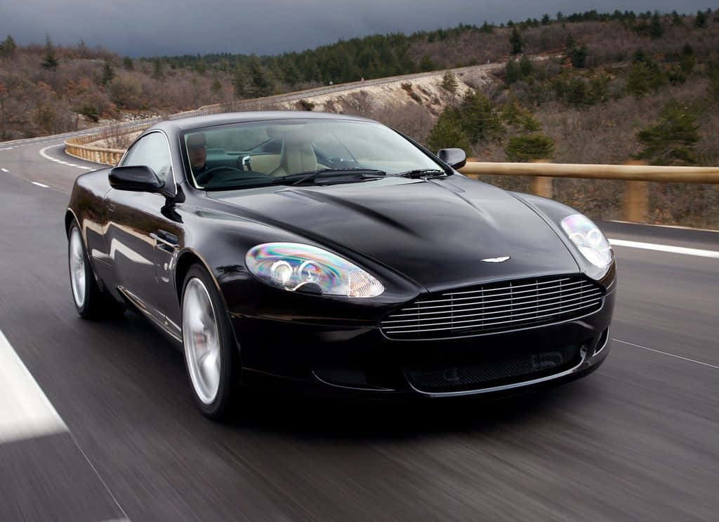 Aston Martin Db9, black, mountain road, SD Desktop Wallpaper