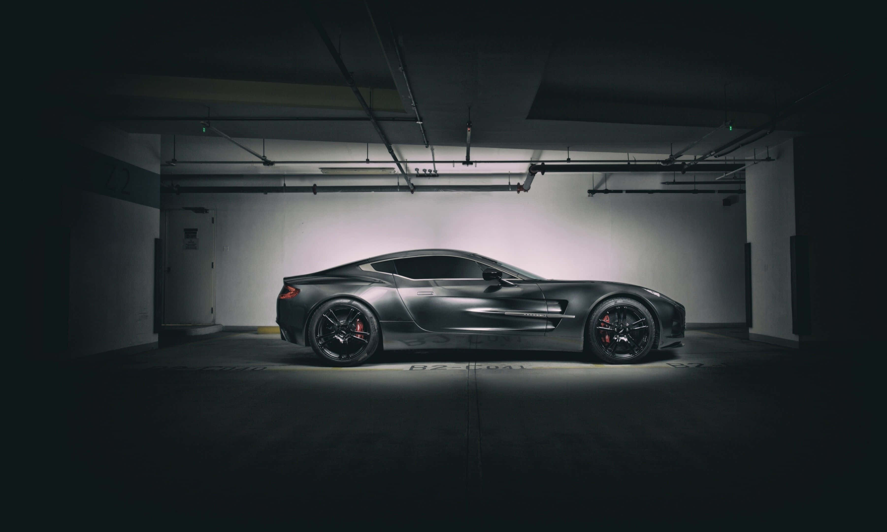 Aston Martin One-77, matte gray, red brake calipers, 2K Desktop Wallpaper