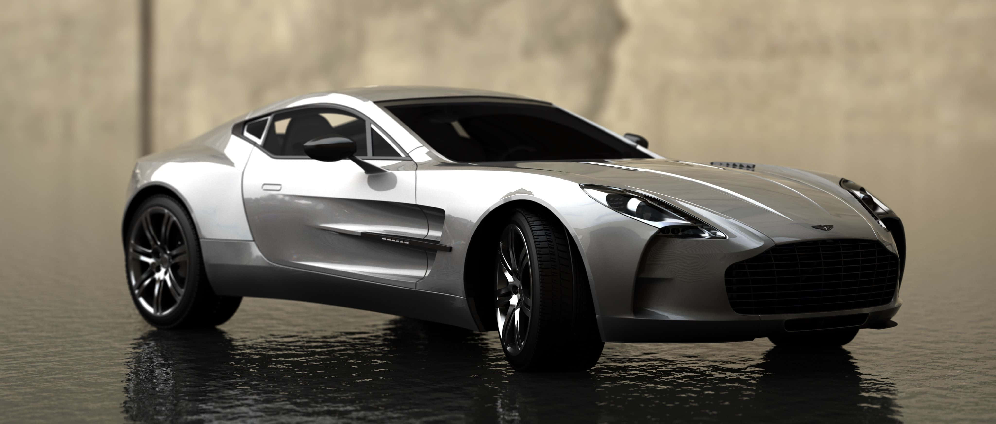 Aston Martin One-77, silver, black rims, 4K Desktop Wallpaper