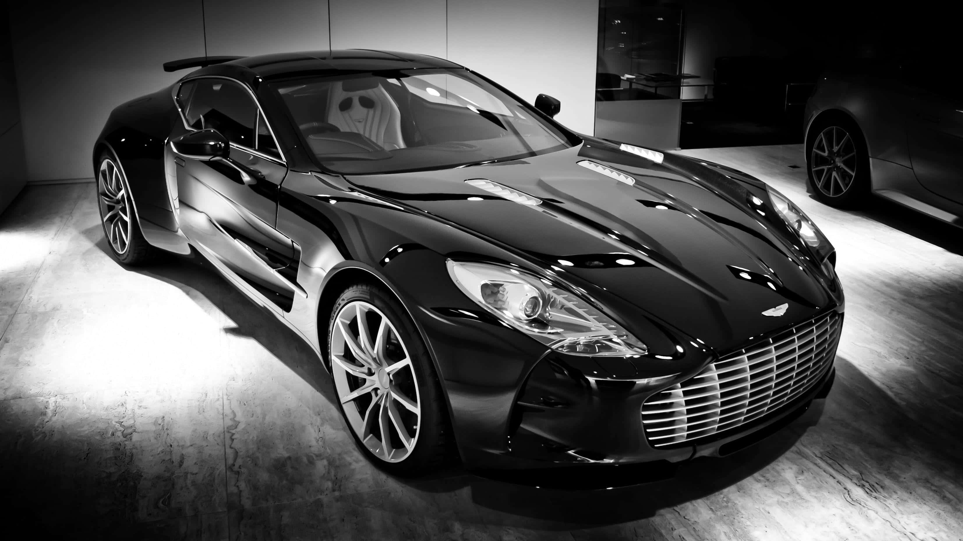 Aston Martin One-77, black, sleek, 2K Desktop Wallpaper