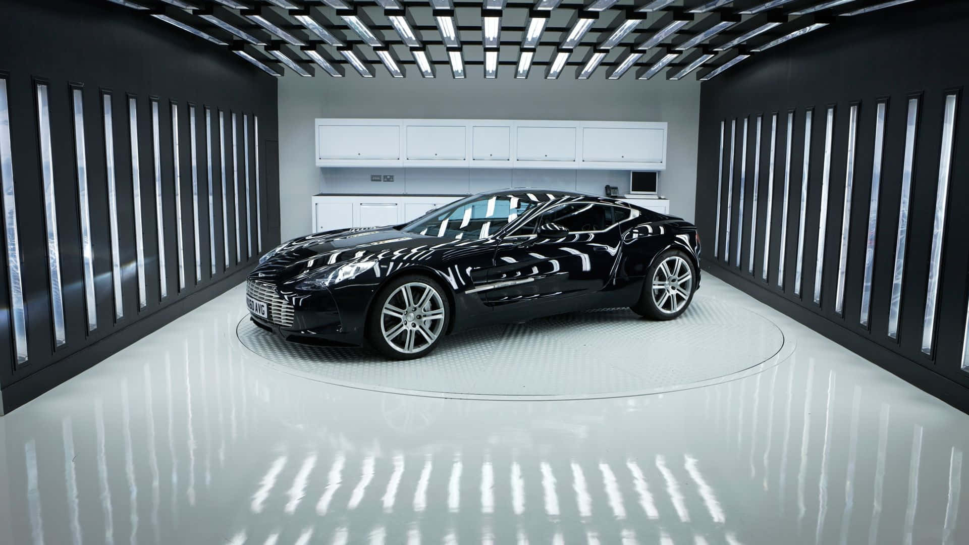 Aston Martin One-77, black, studio lights, Full HD Desktop Wallpaper