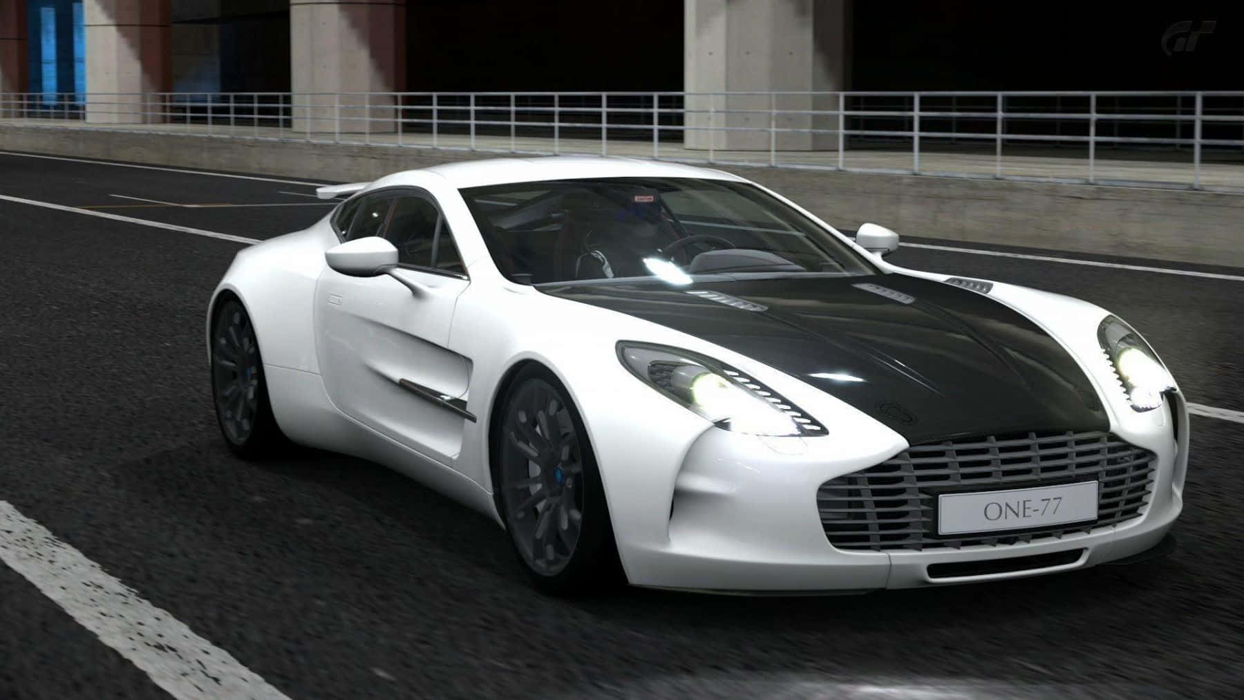 Aston Martin One-77, white, black hood stripe, HD Desktop Wallpaper