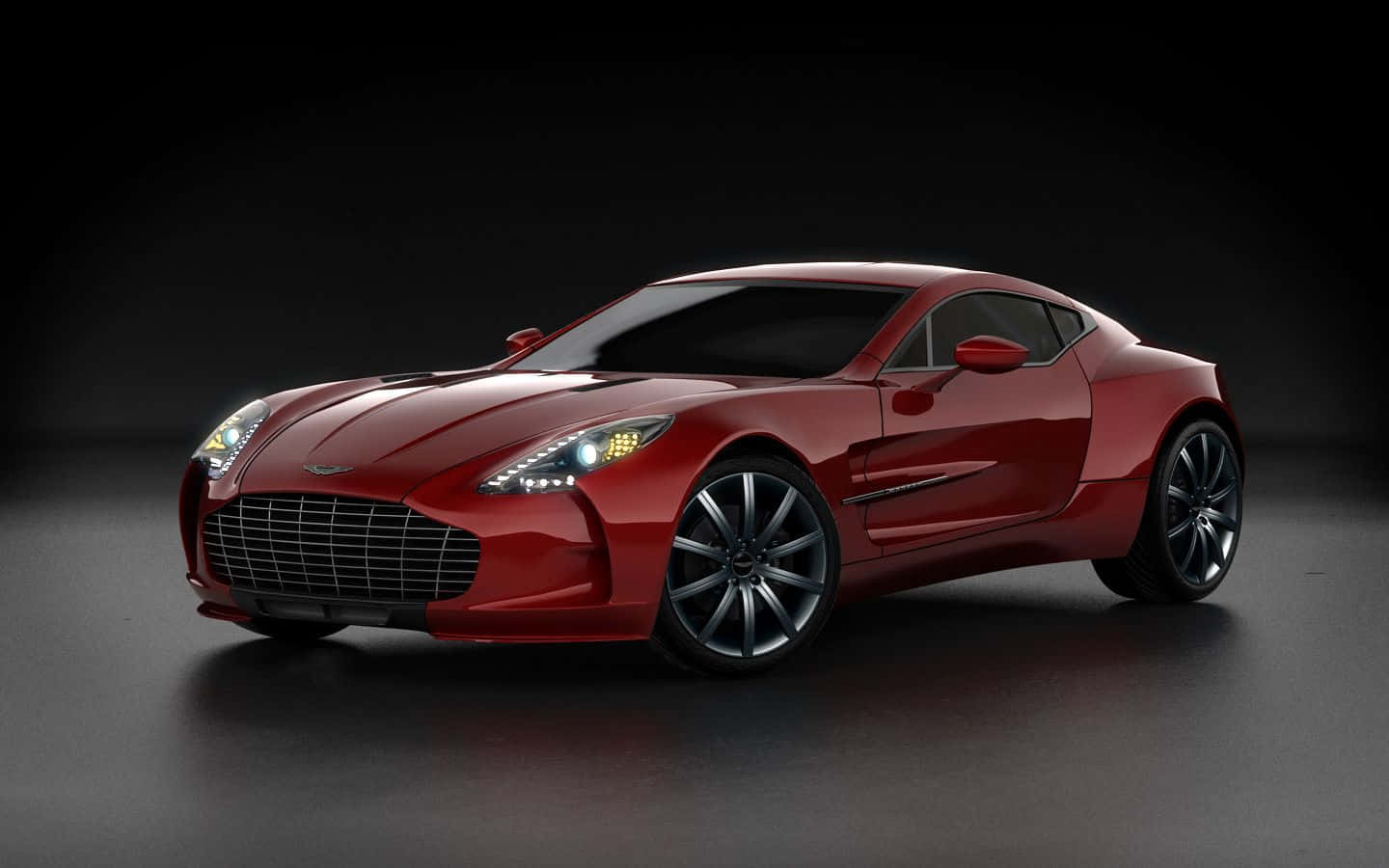 Aston Martin One-77, red, studio lights, HD Desktop Wallpaper