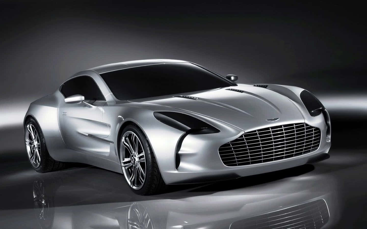 Aston Martin One-77, silver, studio lights, HD Desktop Wallpaper