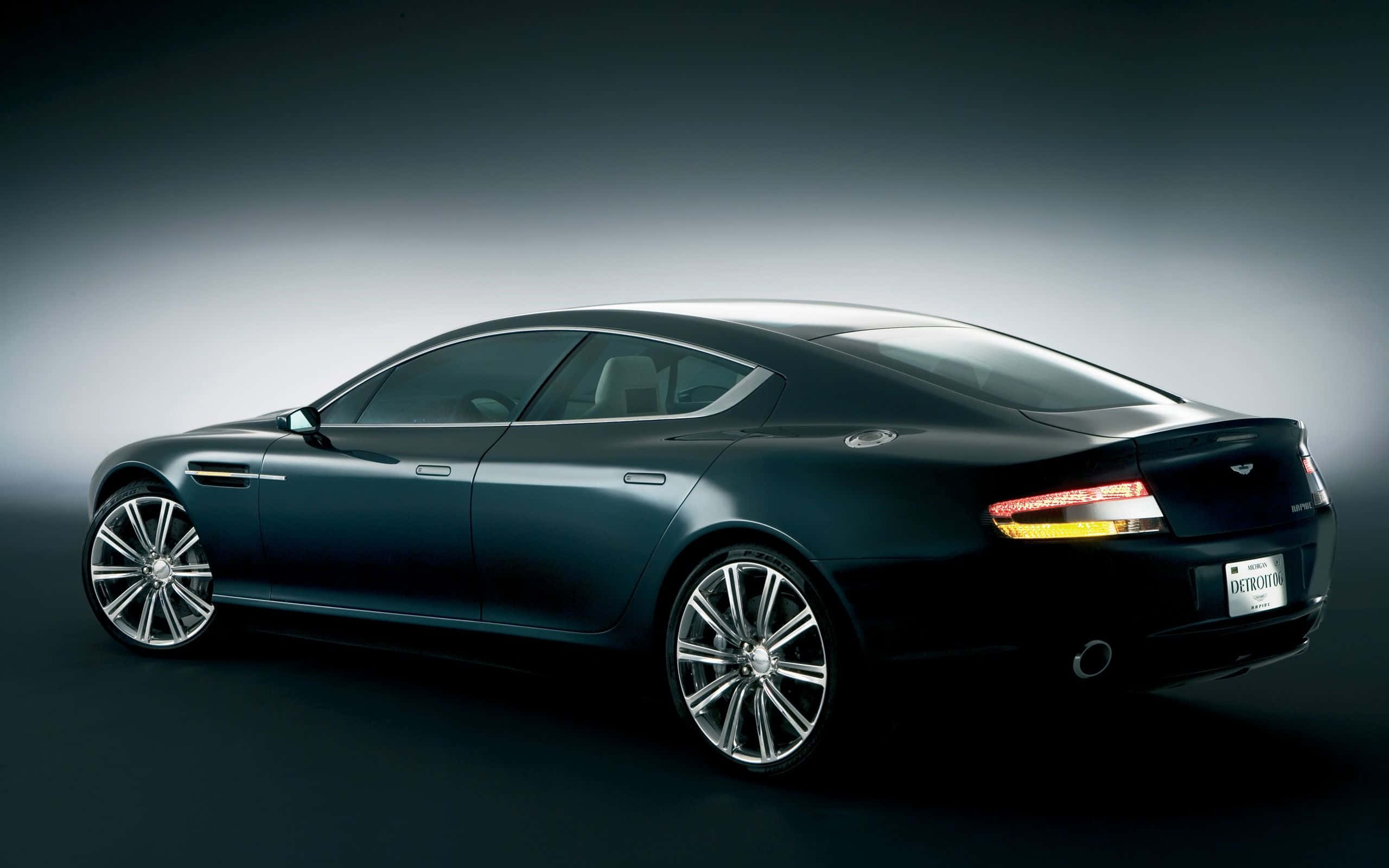 Aston Martin Rapide S, black, studio lights, 2K Desktop Wallpaper