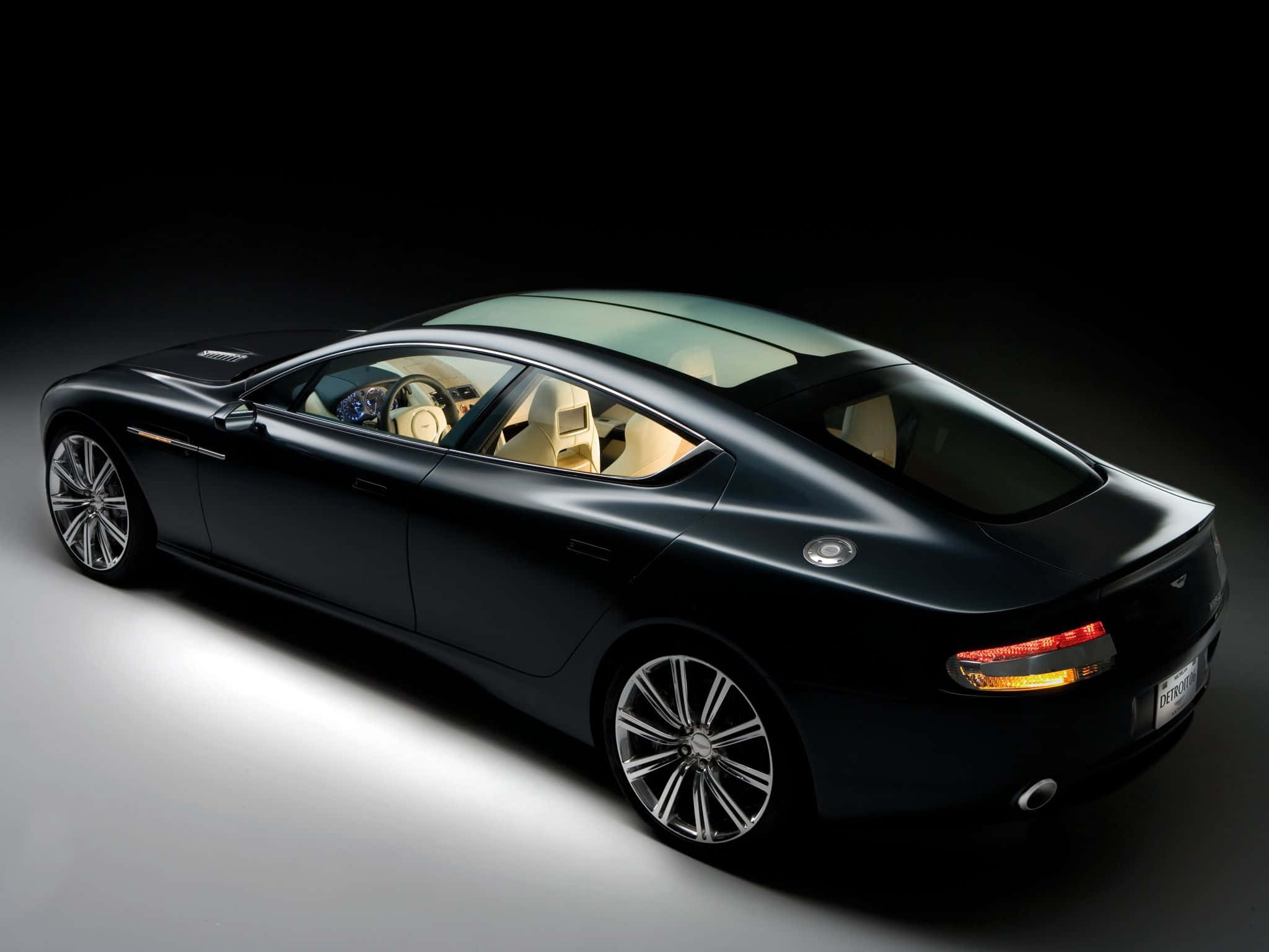 Aston Martin Rapide S, black, cream interior, Full HD Desktop Wallpaper