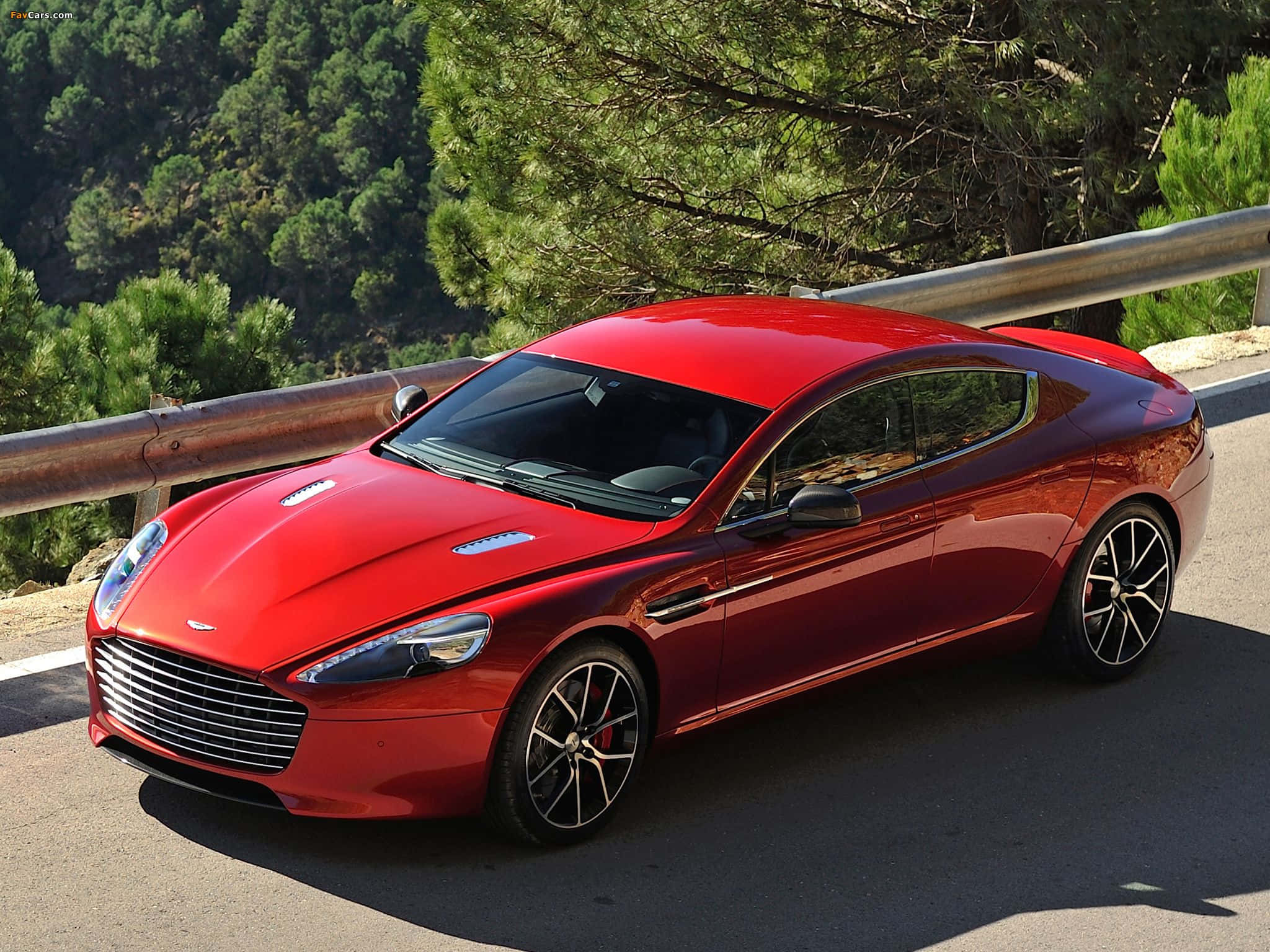 Aston Martin Rapide S, glossy red, winding mountain road, Full HD Desktop Wallpaper